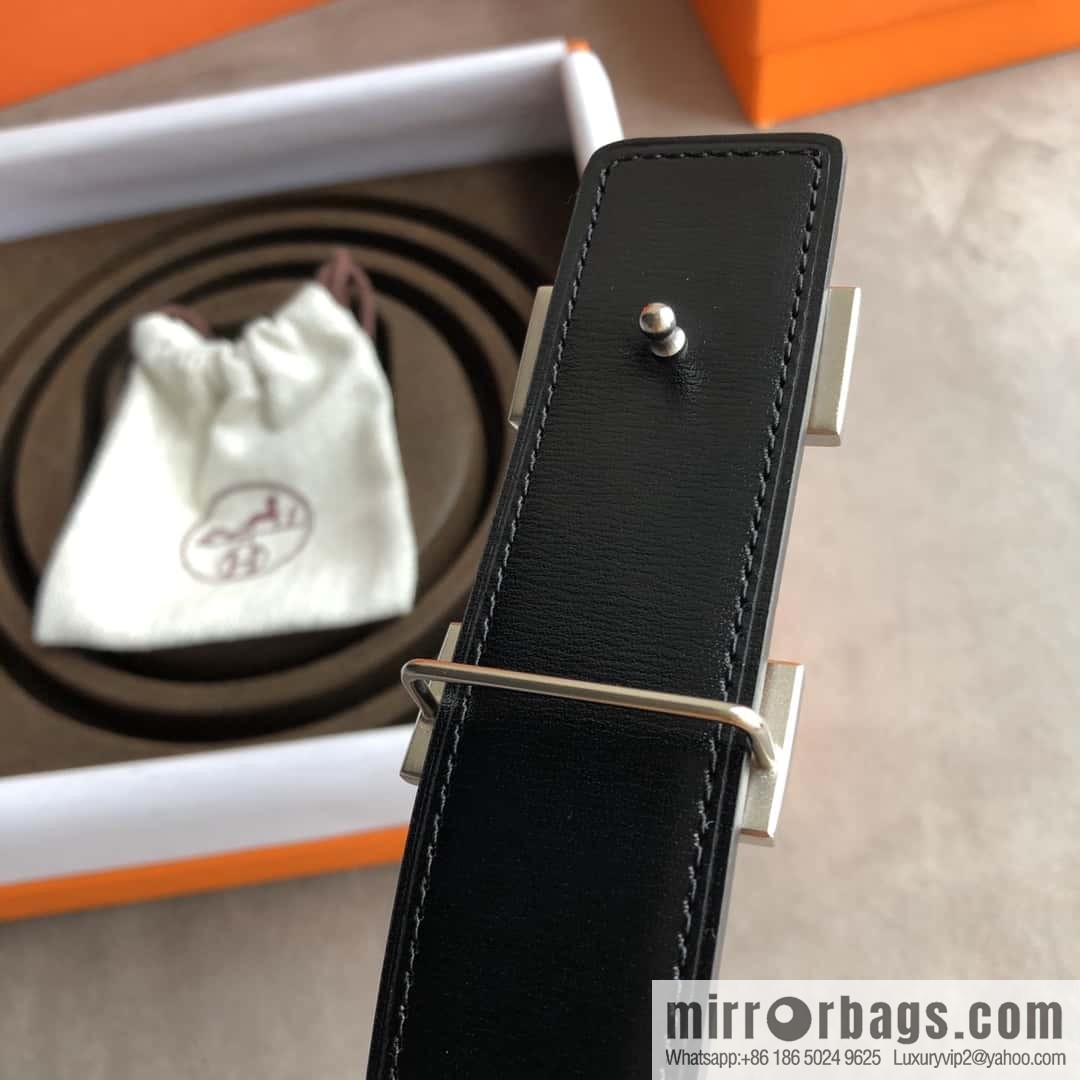 Hermes H solder joint brushed, imported togo leather 3.2CM belt