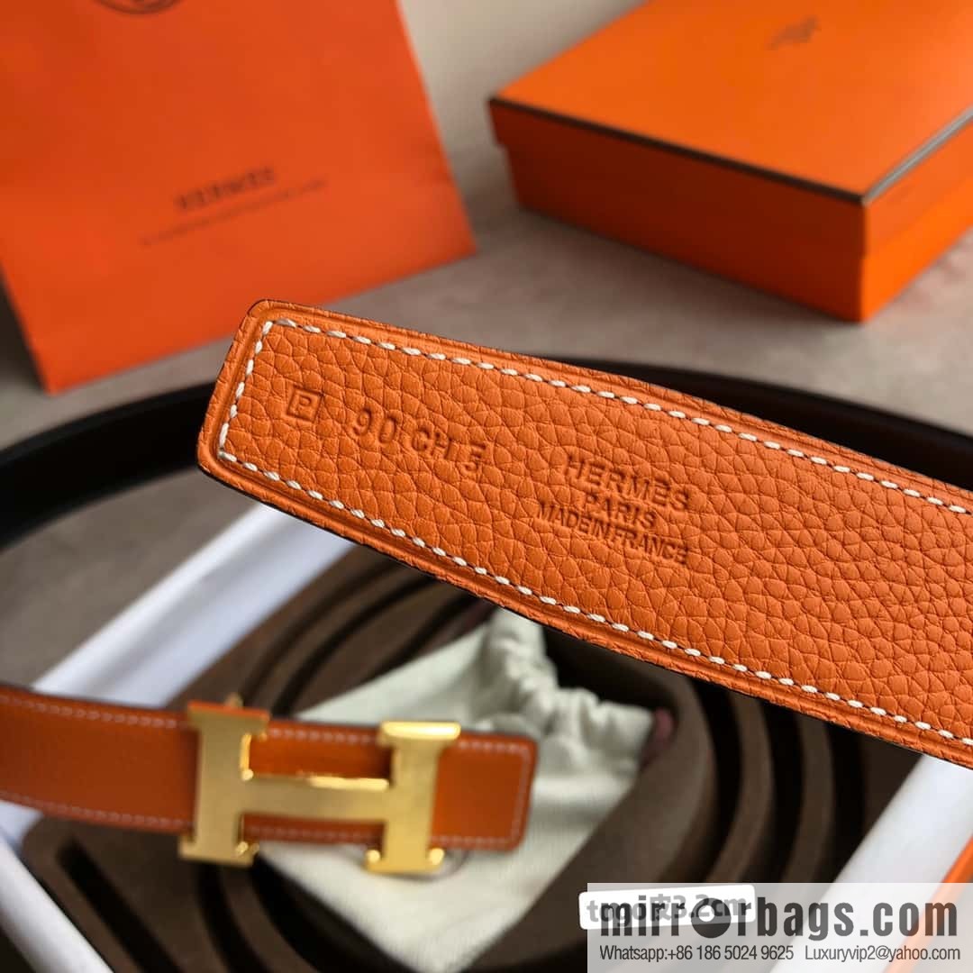 Hermes H solder joint brushed, imported togo leather 3.2CM belt