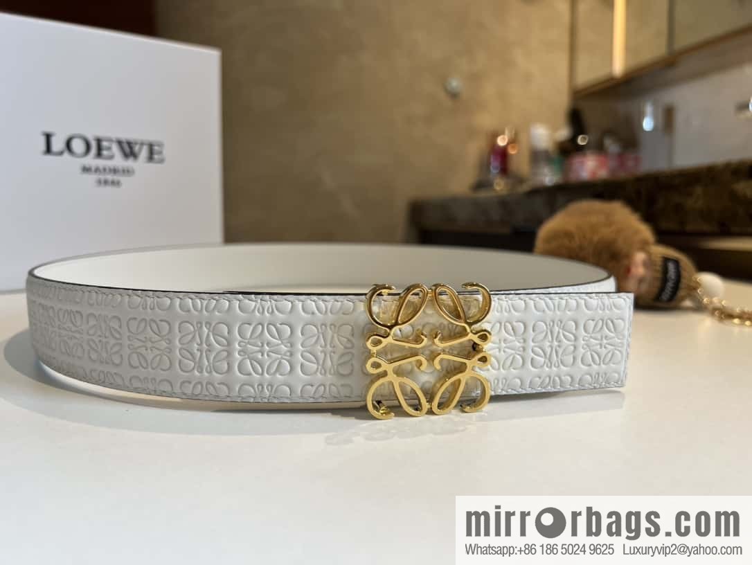 LOEWE logo spider buckle, cowhide embossed 3.2cm women's belt