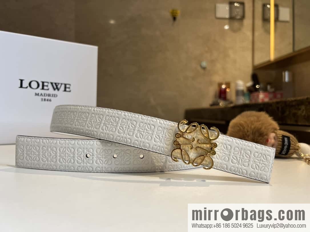 LOEWE logo spider buckle, cowhide embossed 3.2cm women's belt