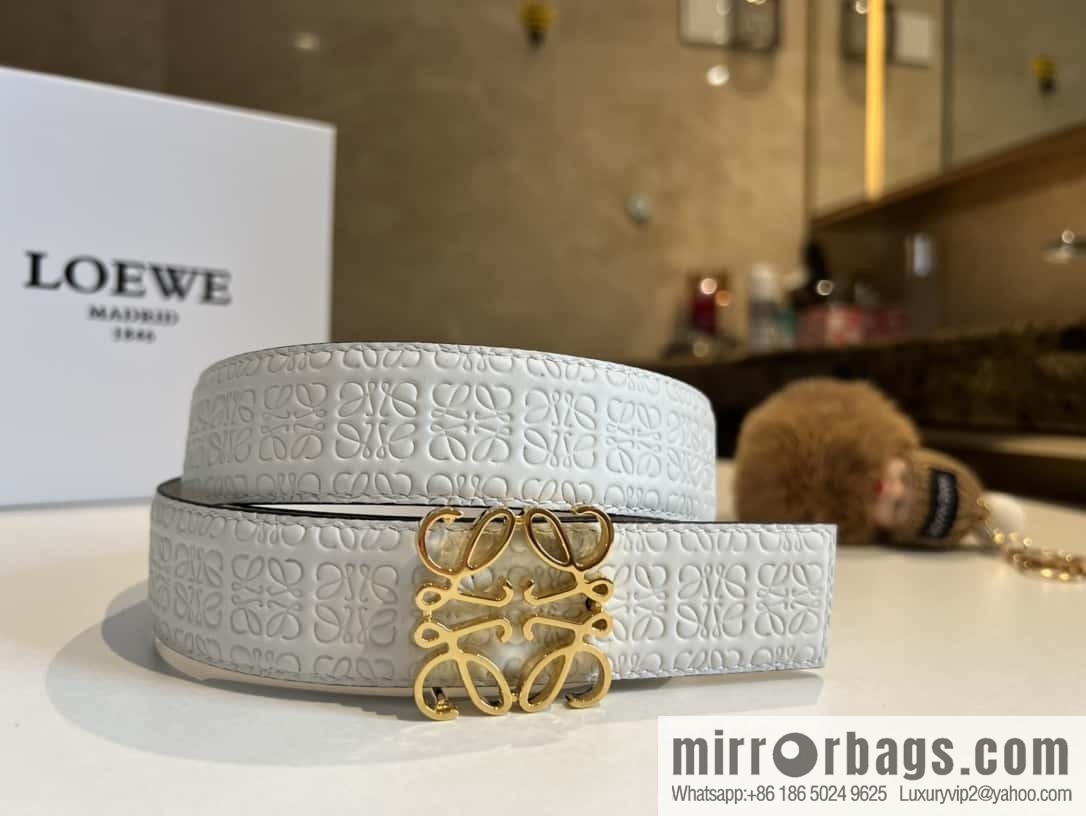 LOEWE logo spider buckle, cowhide embossed 3.2cm women's belt