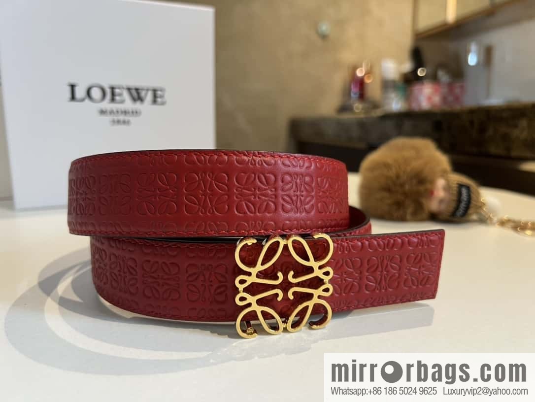 LOEWE logo spider buckle, cowhide embossed 3.2cm women's belt
