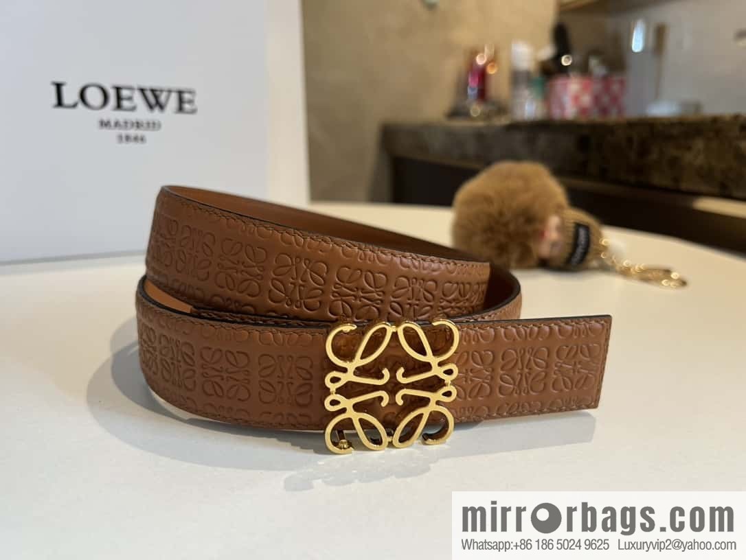 LOEWE logo spider buckle, cowhide embossed 3.2cm women's belt