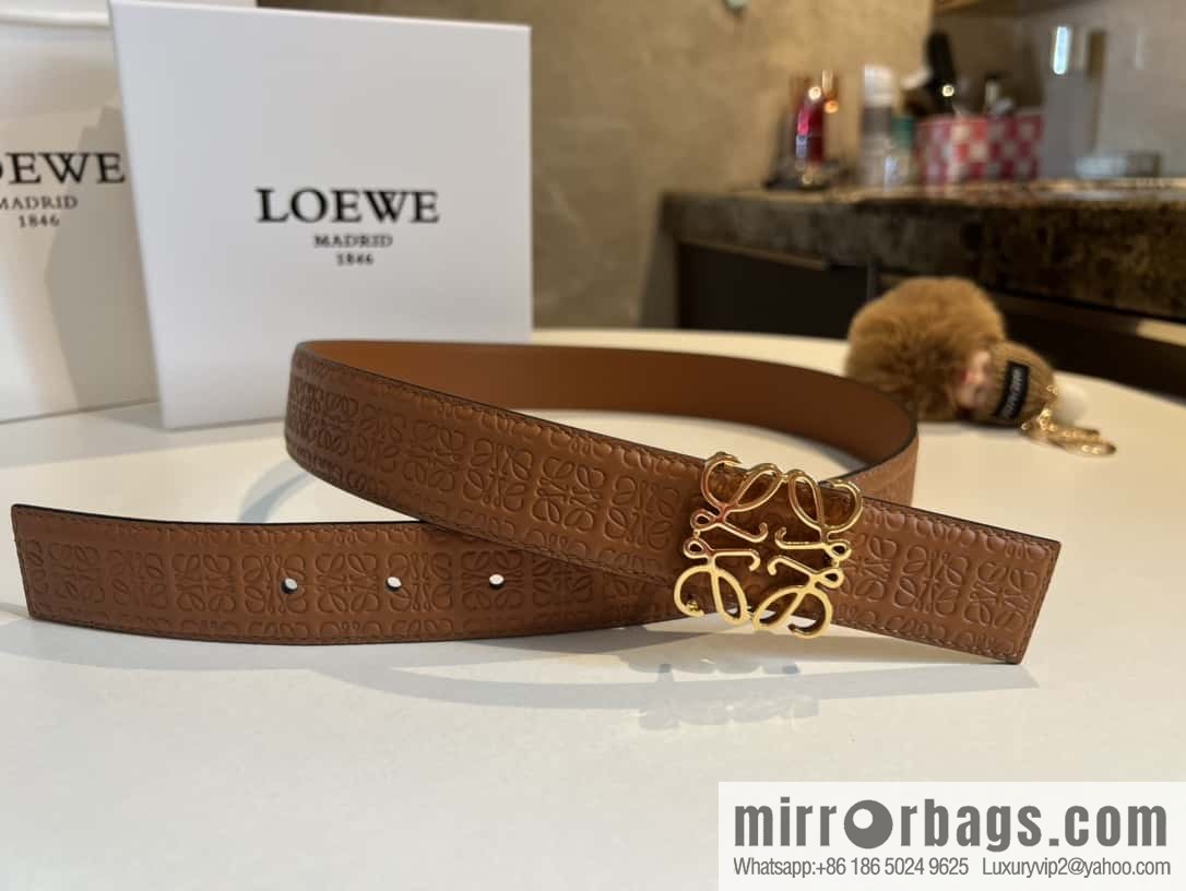 LOEWE logo spider buckle, cowhide embossed 3.2cm women's belt