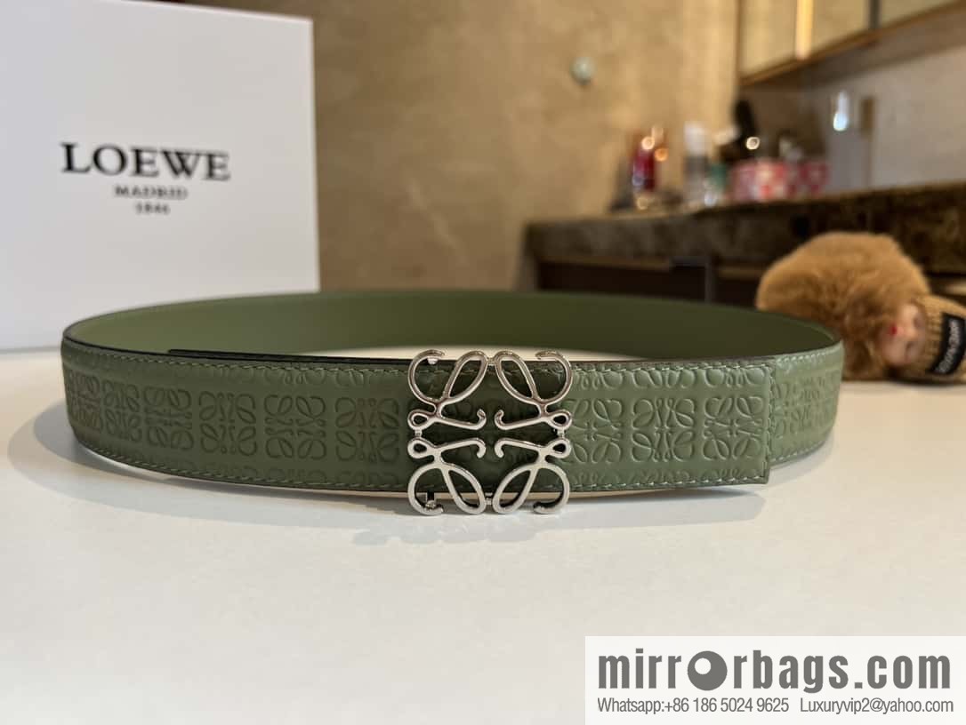 LOEWE logo spider buckle, cowhide embossed 3.2cm women's belt