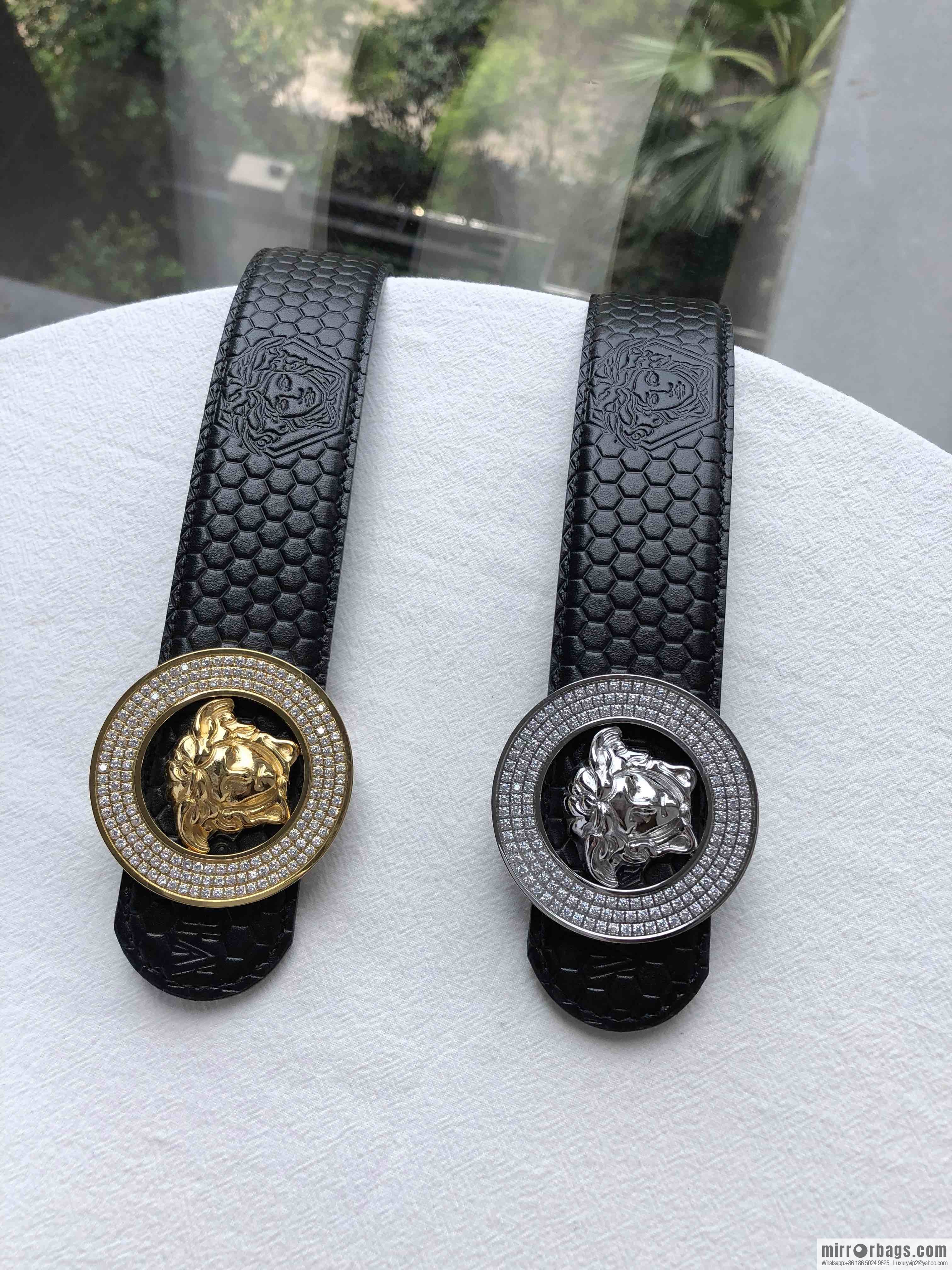 VERSACE Medusa with diamond buckle 3.8cm cowhide belt