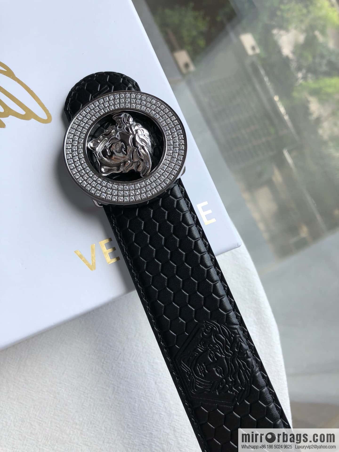 VERSACE Medusa with diamond buckle 3.8cm cowhide belt