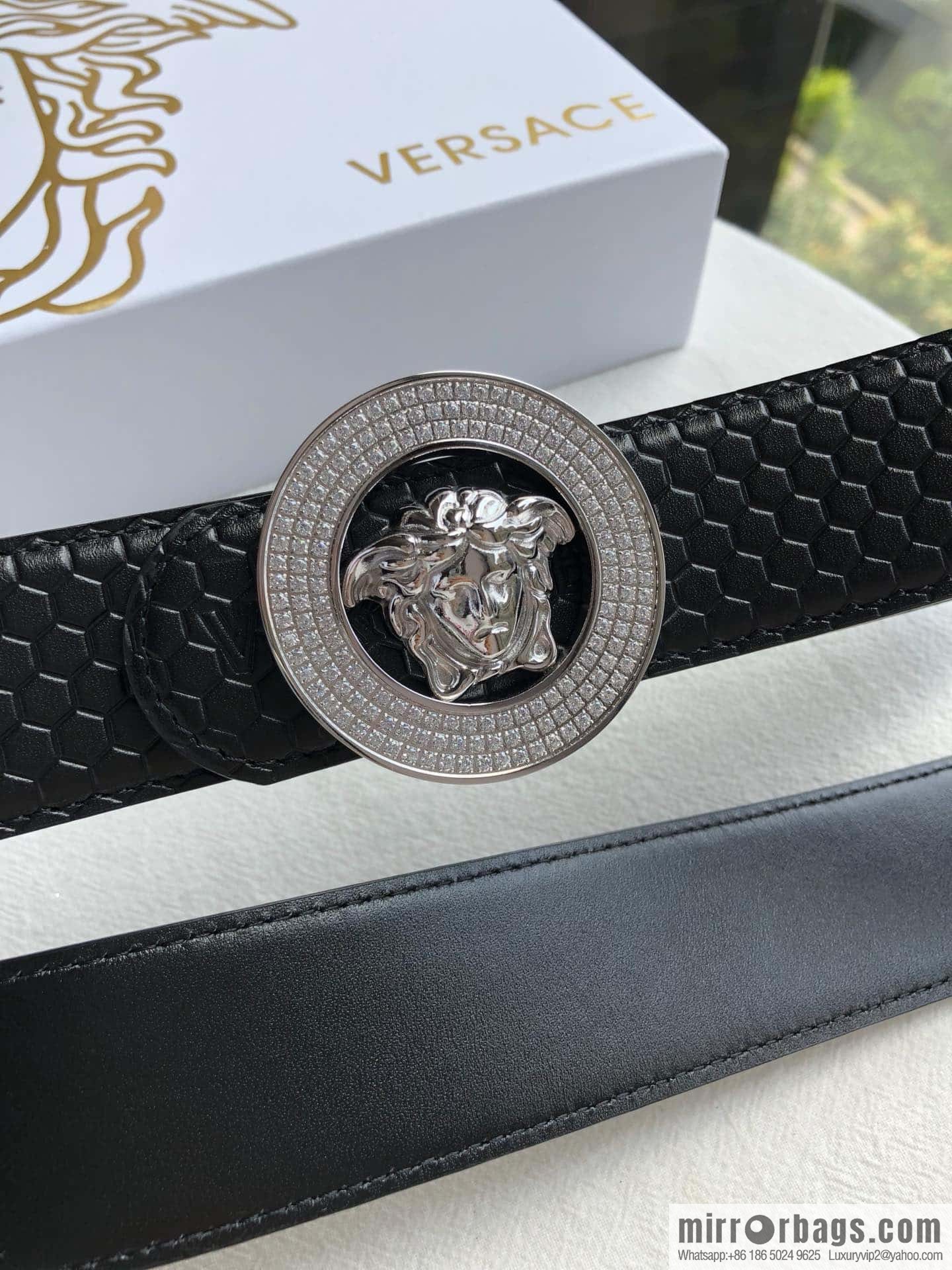 VERSACE Medusa with diamond buckle 3.8cm cowhide belt