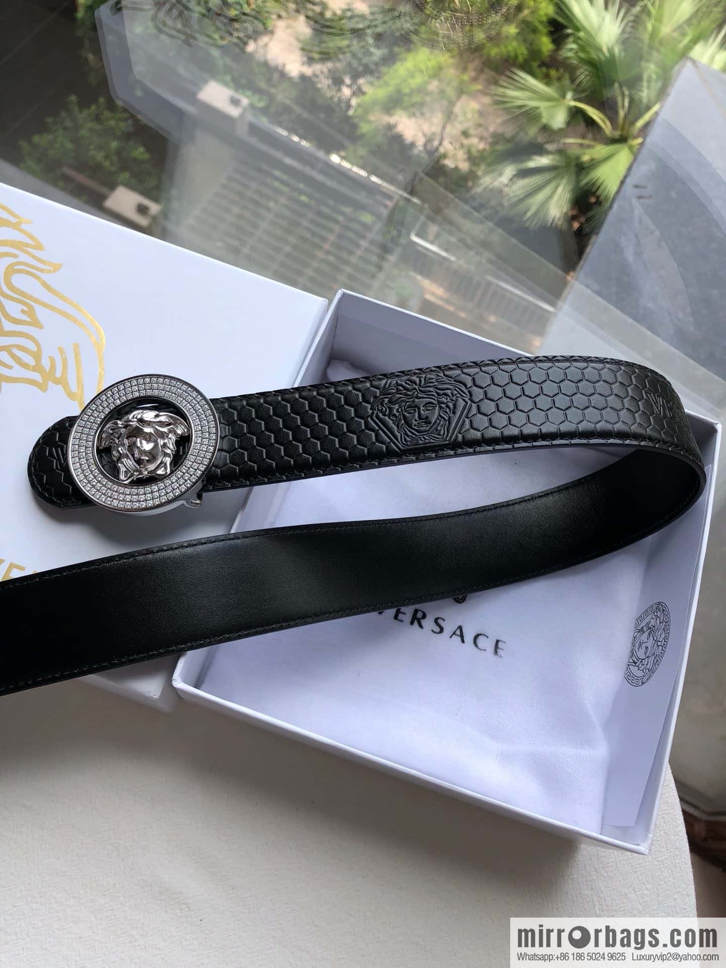 VERSACE Medusa with diamond buckle 3.8cm cowhide belt