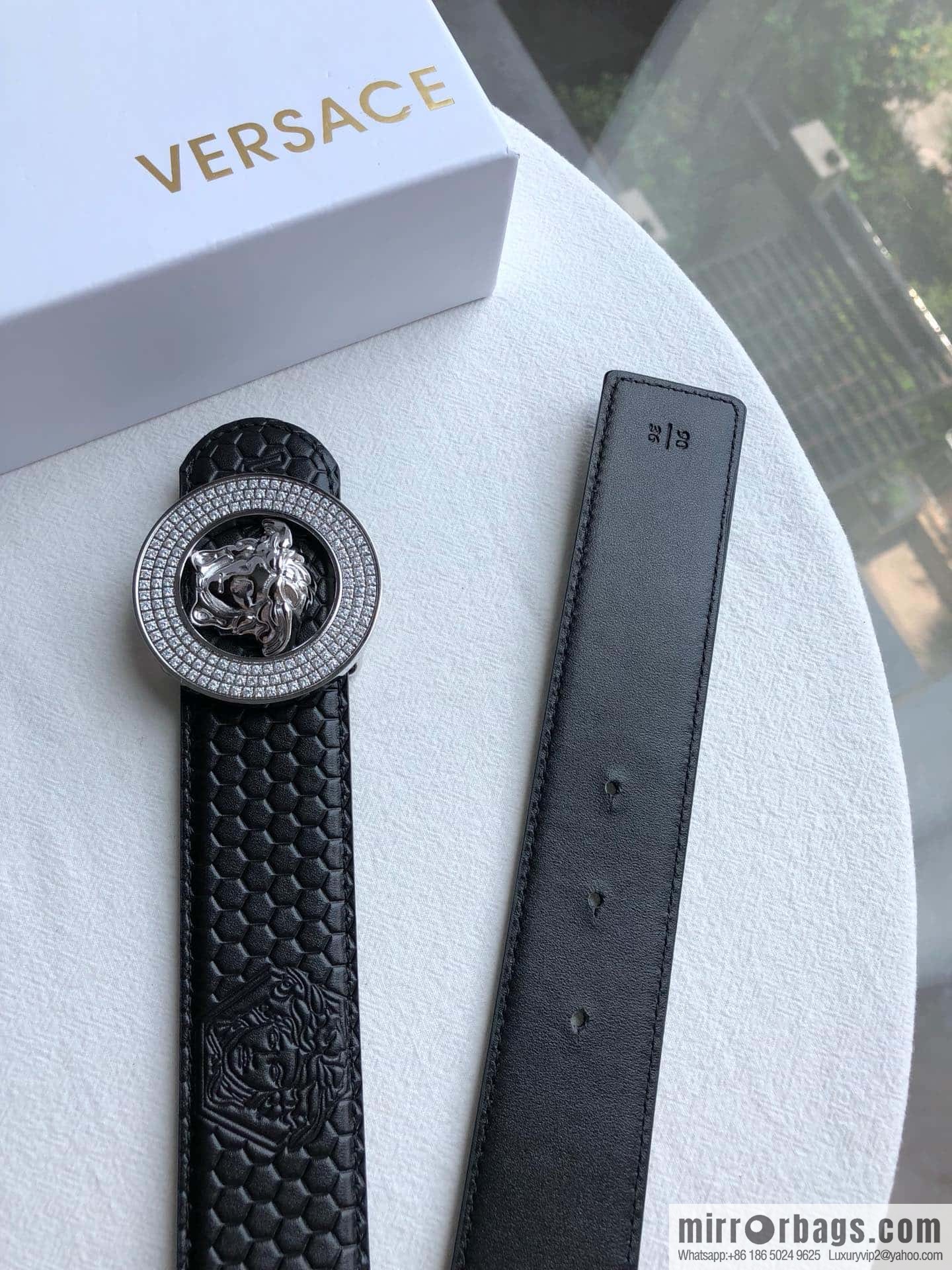 VERSACE Medusa with diamond buckle 3.8cm cowhide belt