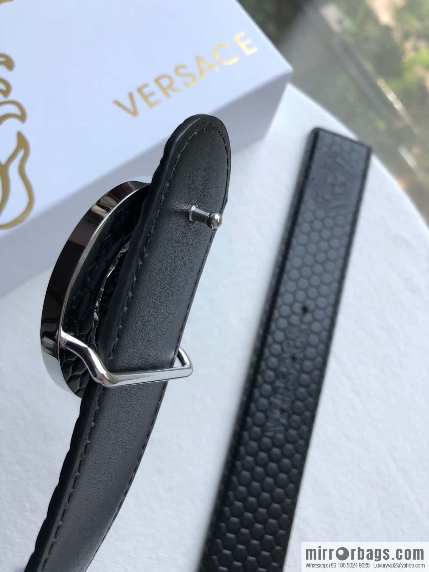VERSACE Medusa with diamond buckle 3.8cm cowhide belt