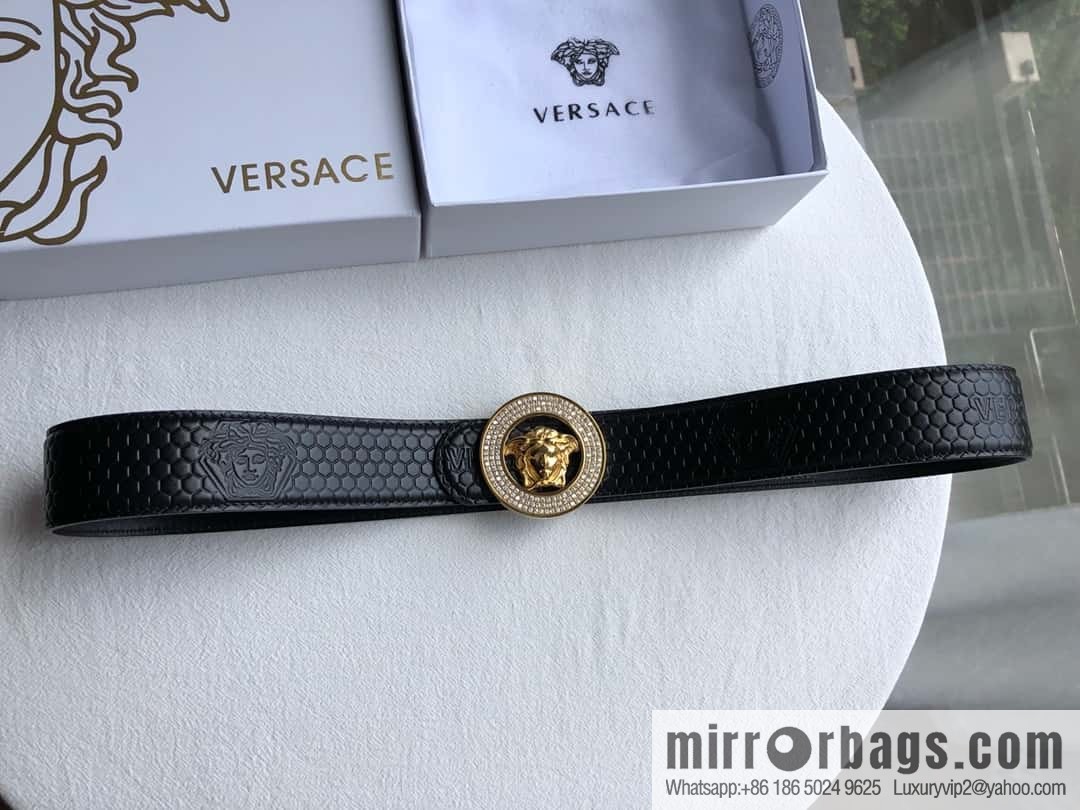 VERSACE Medusa with diamond buckle 3.8cm cowhide belt