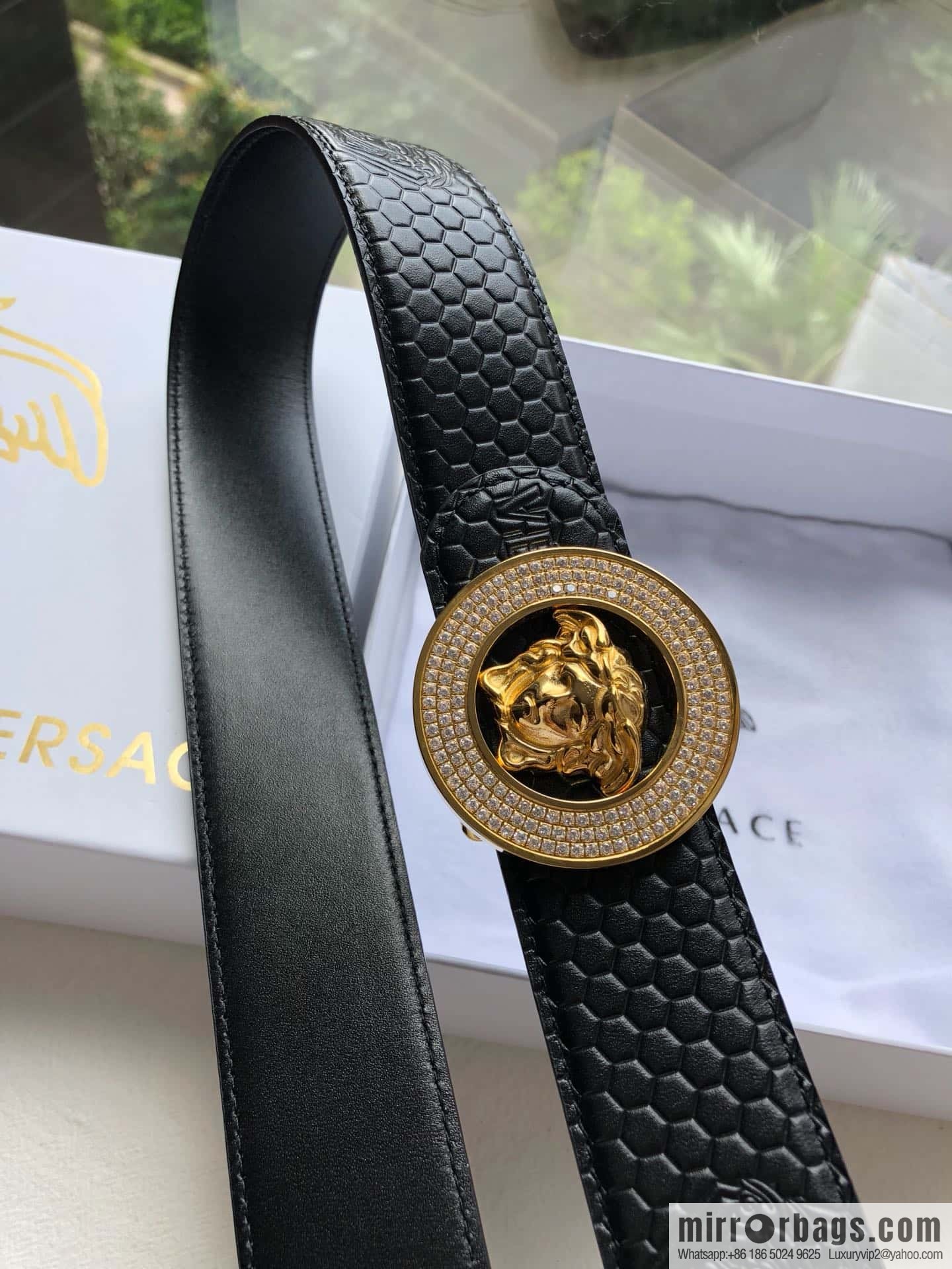 VERSACE Medusa with diamond buckle 3.8cm cowhide belt