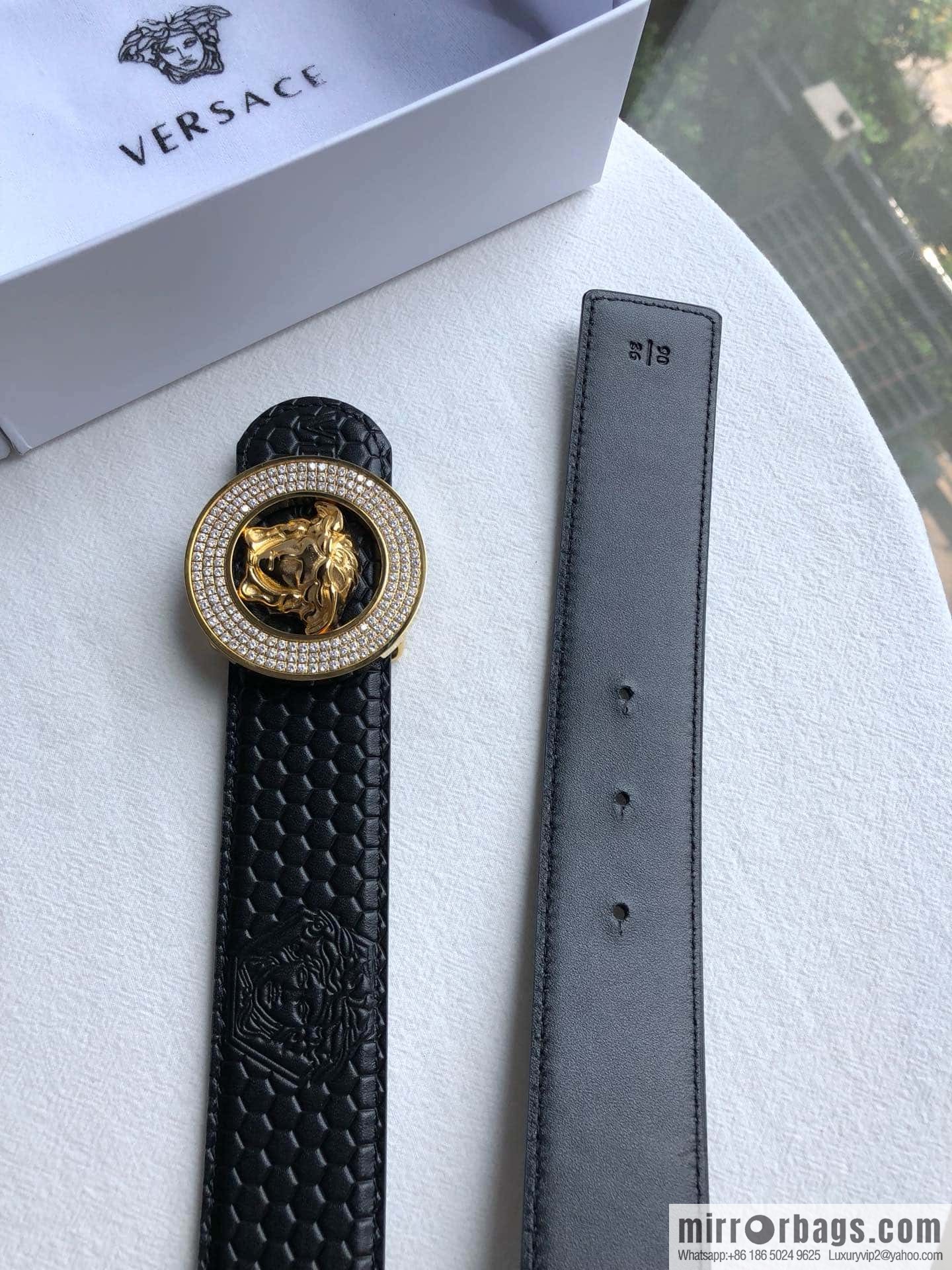 VERSACE Medusa with diamond buckle 3.8cm cowhide belt