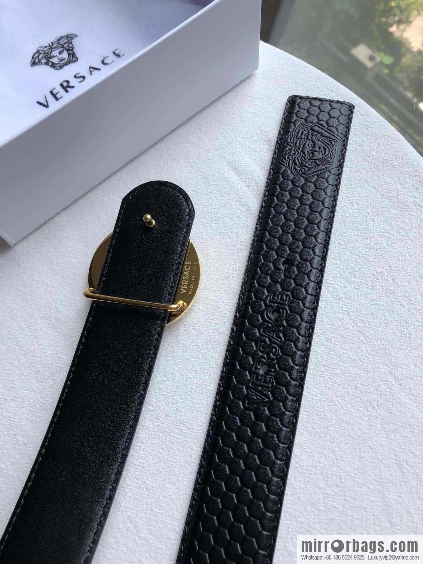 VERSACE Medusa with diamond buckle 3.8cm cowhide belt