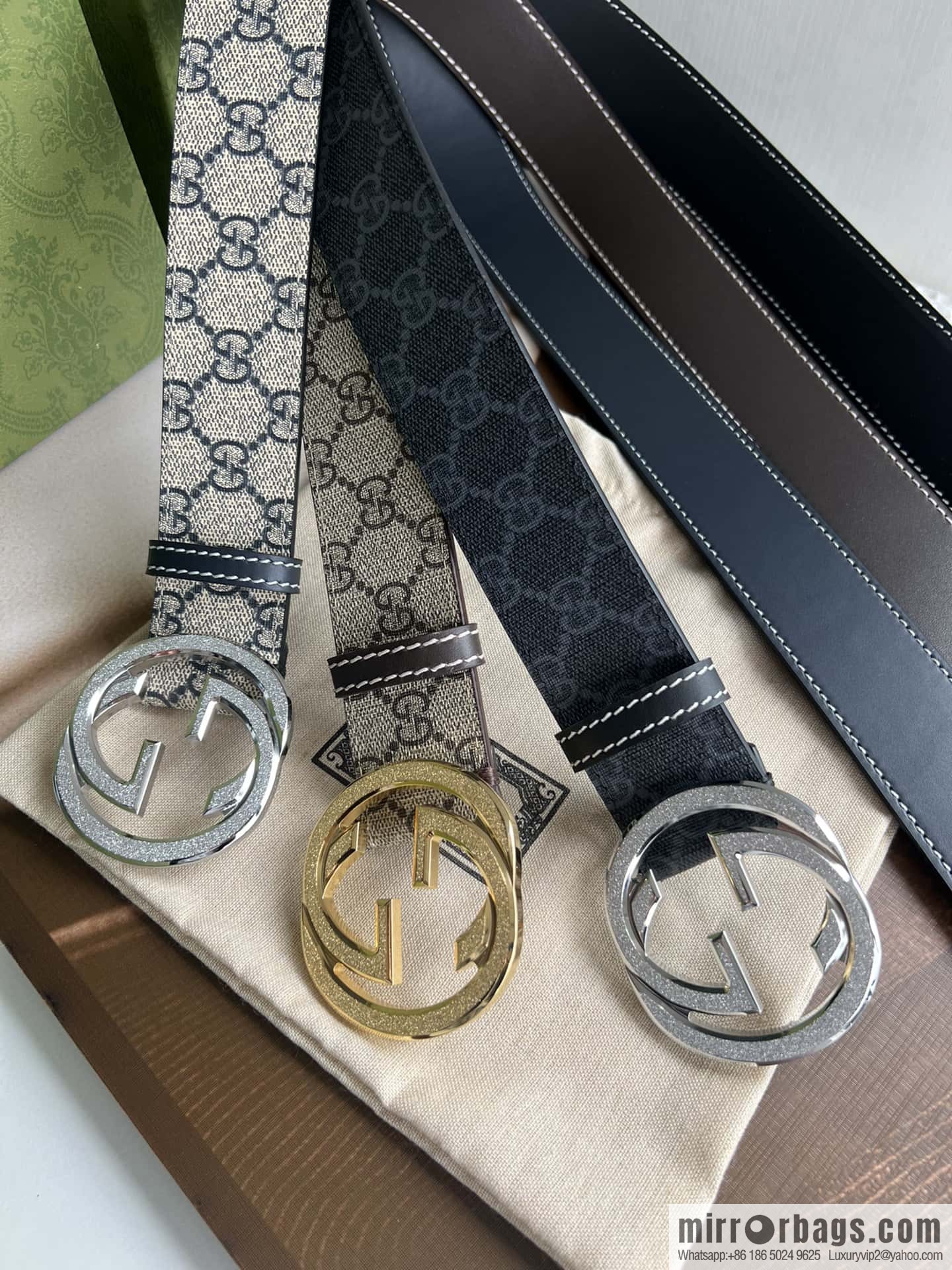 GUCCI Gucci, exquisite rolling sand craft double G buckle classic men's 3.8cm belt