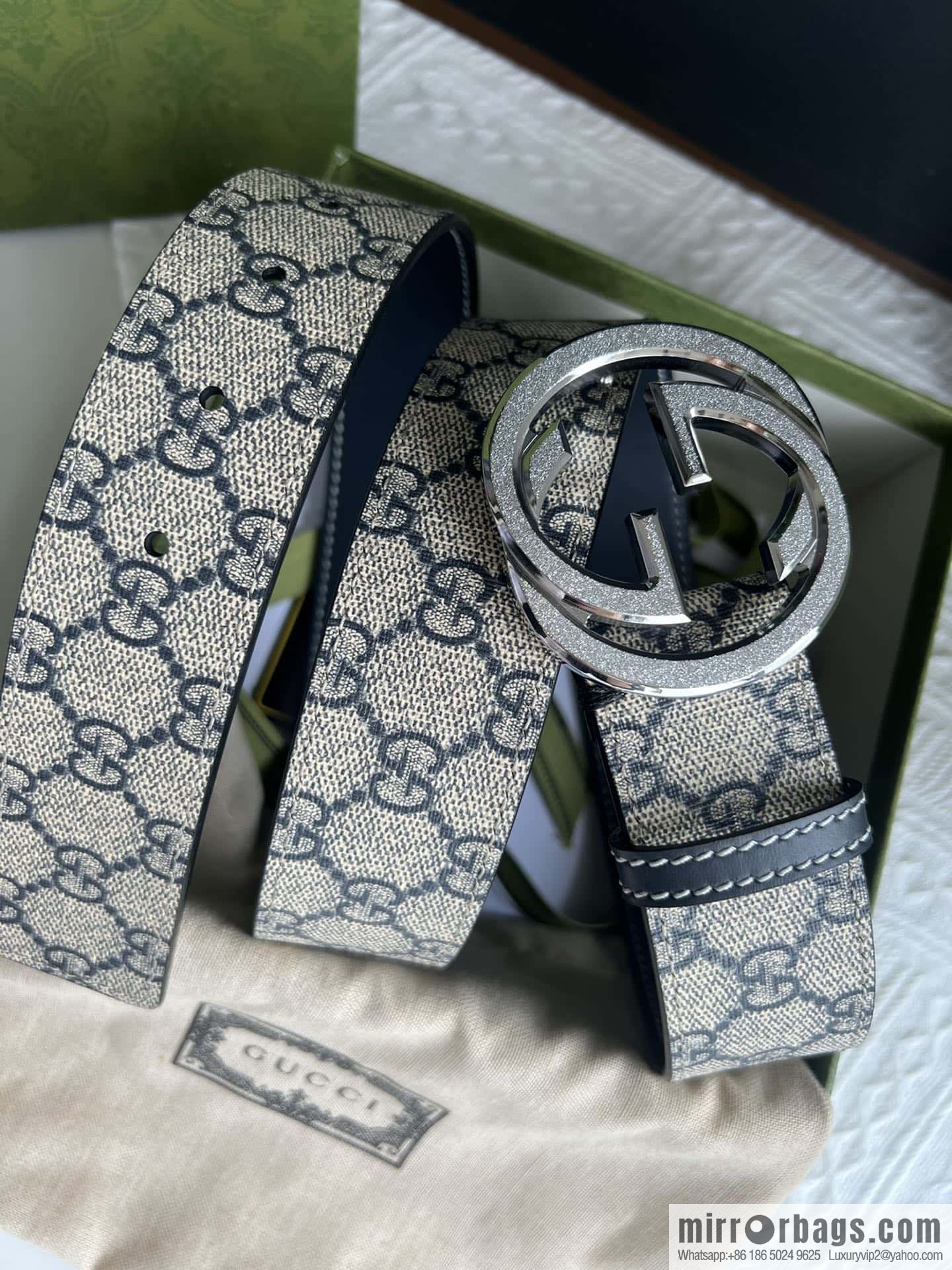 GUCCI Gucci, exquisite rolling sand craft double G buckle classic men's 3.8cm belt