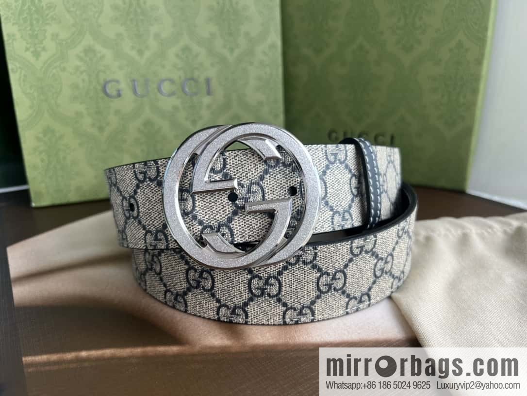 GUCCI Gucci, exquisite rolling sand craft double G buckle classic men's 3.8cm belt