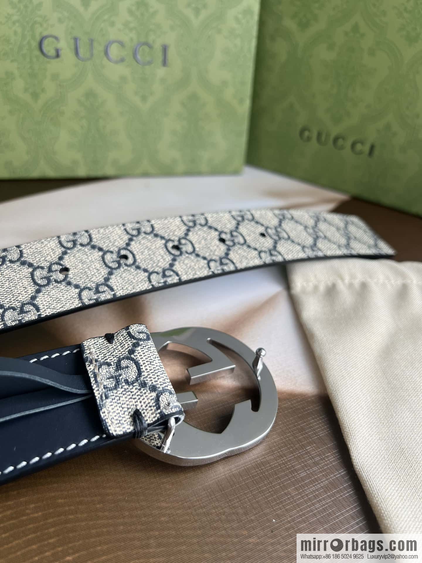 GUCCI Gucci, exquisite rolling sand craft double G buckle classic men's 3.8cm belt
