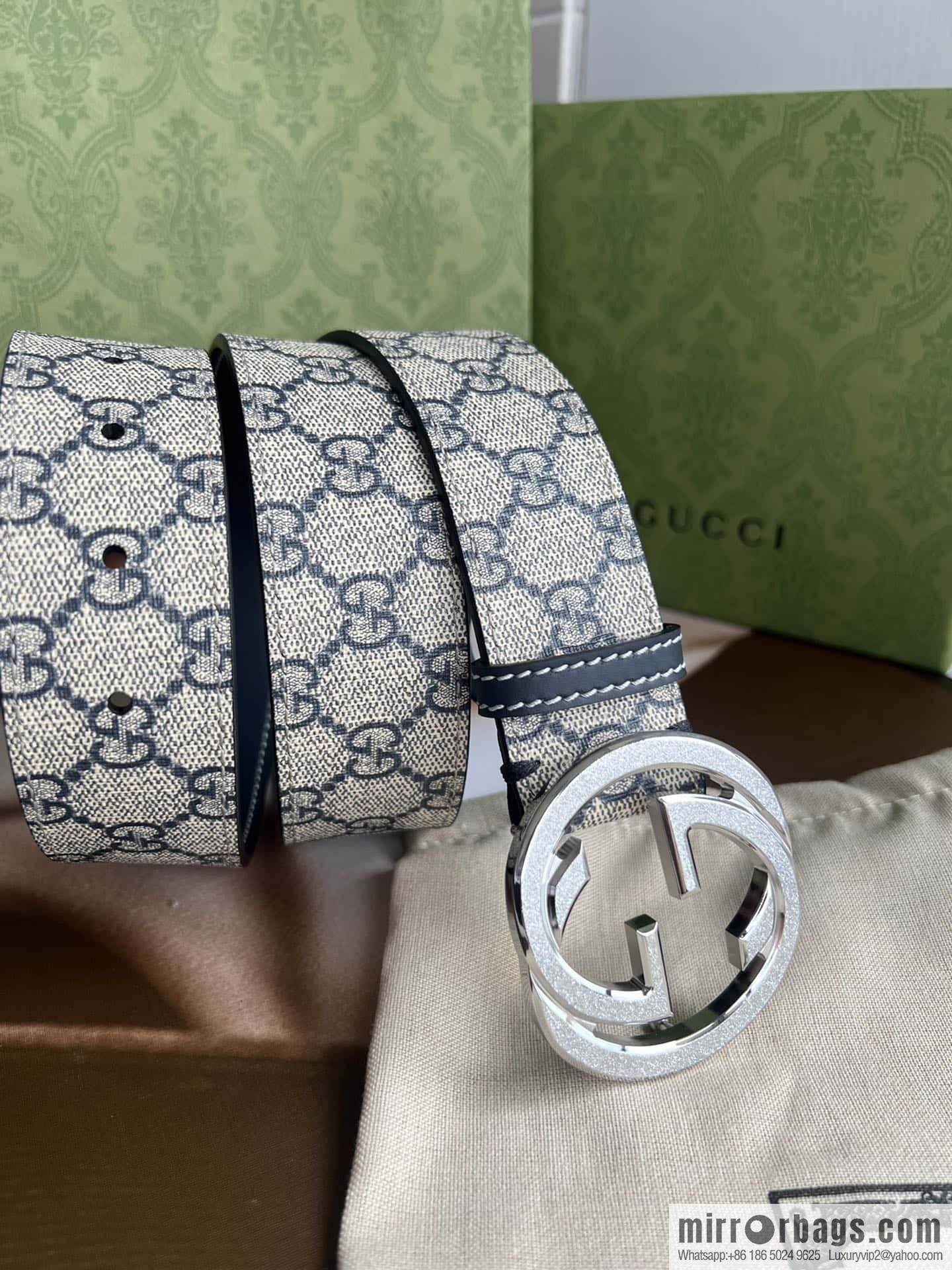GUCCI Gucci, exquisite rolling sand craft double G buckle classic men's 3.8cm belt