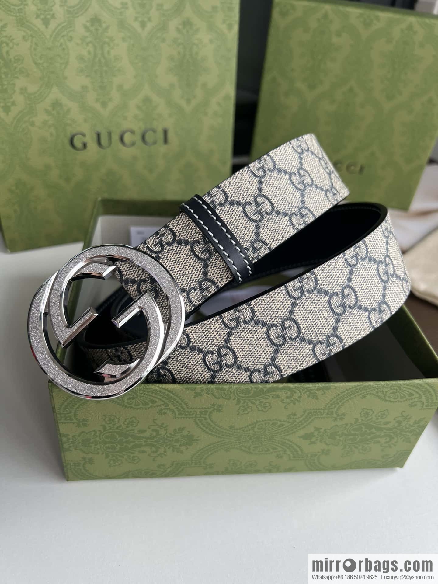 GUCCI Gucci, exquisite rolling sand craft double G buckle classic men's 3.8cm belt