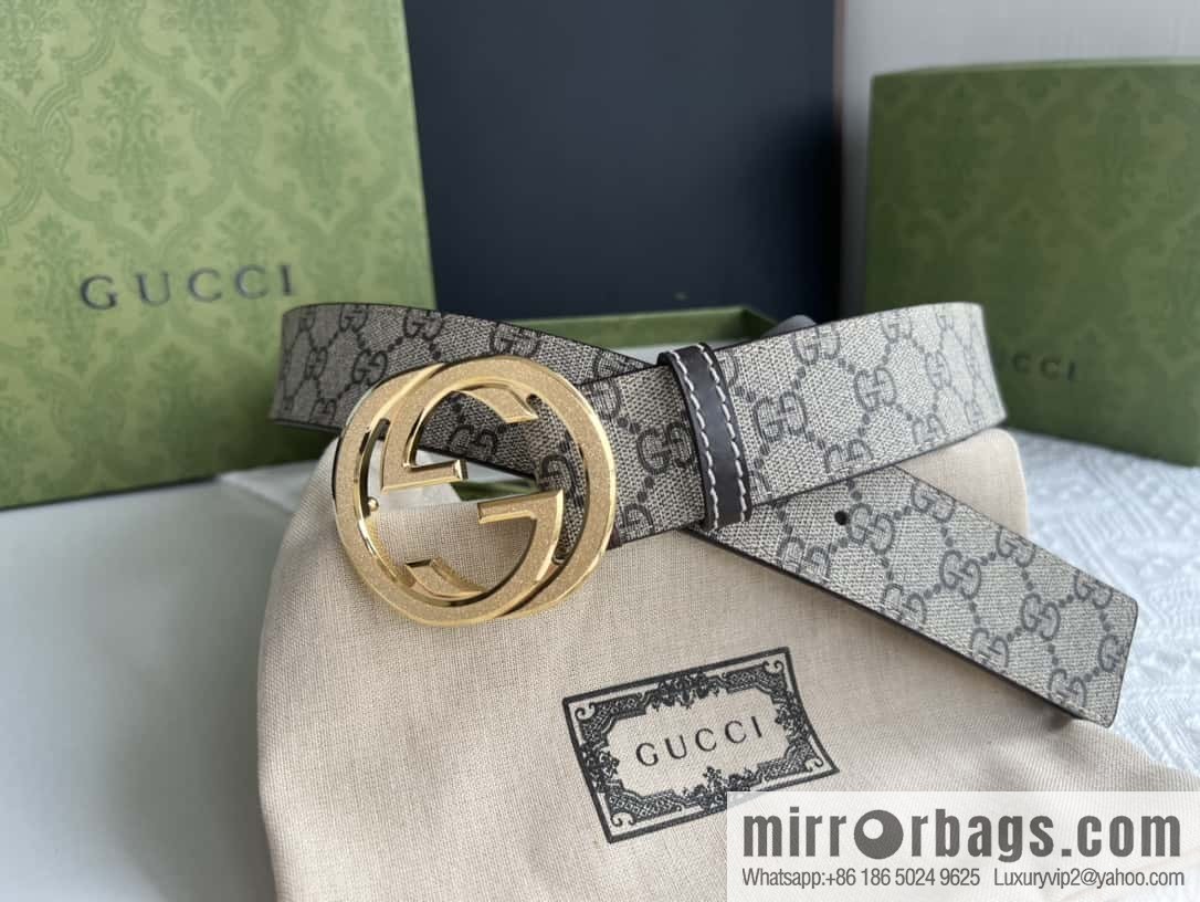 GUCCI Gucci, exquisite rolling sand craft double G buckle classic men's 3.8cm belt