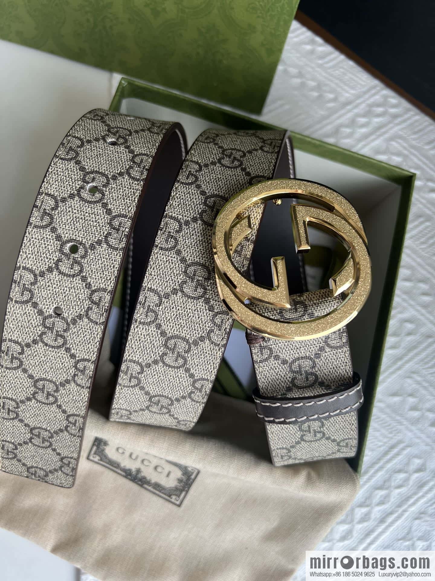 GUCCI Gucci, exquisite rolling sand craft double G buckle classic men's 3.8cm belt