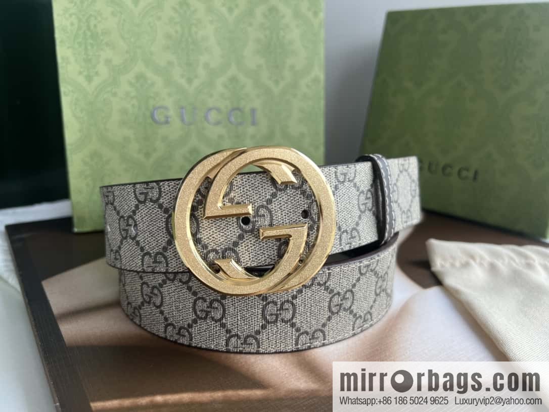 GUCCI Gucci, exquisite rolling sand craft double G buckle classic men's 3.8cm belt