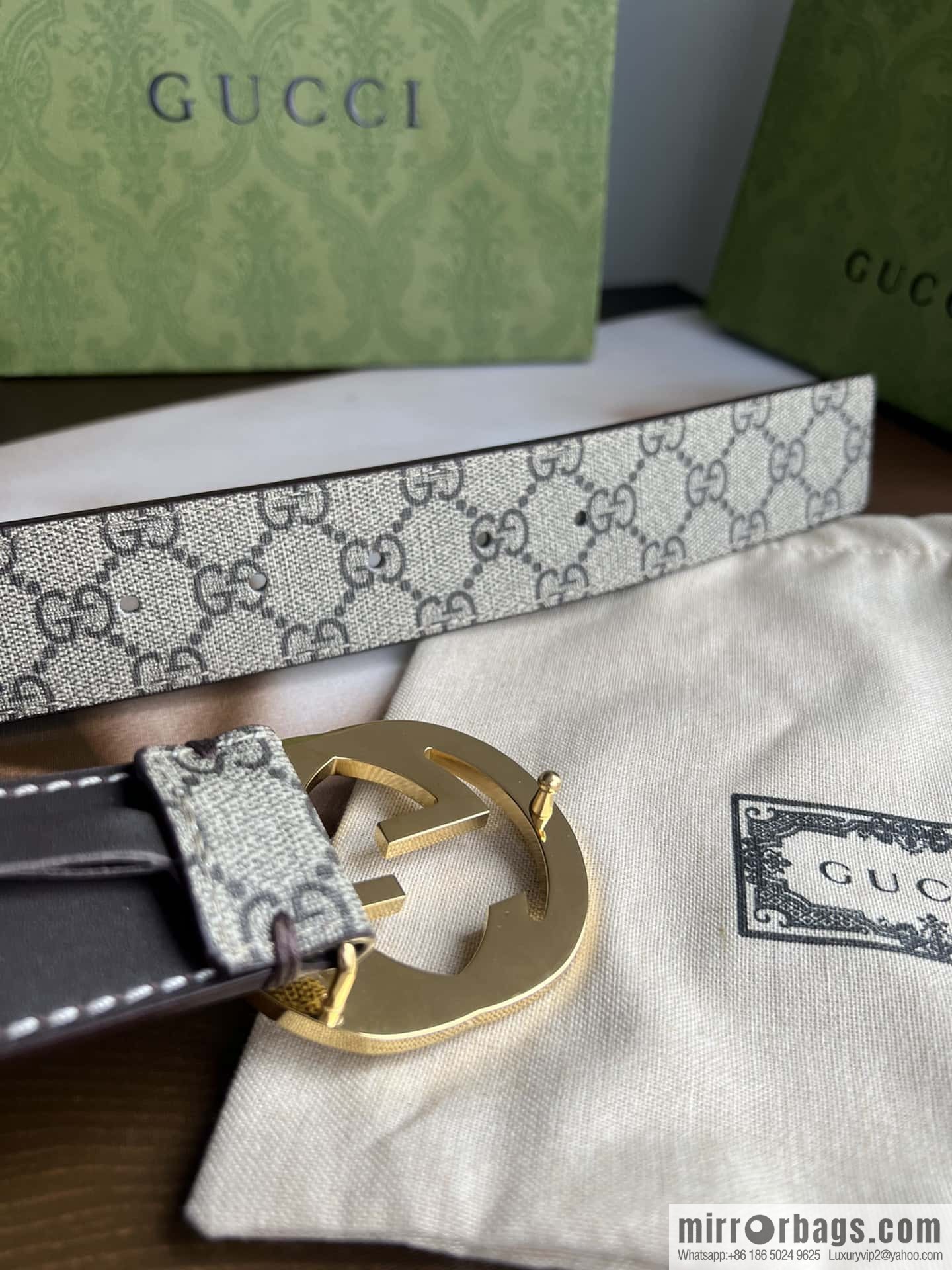 GUCCI Gucci, exquisite rolling sand craft double G buckle classic men's 3.8cm belt