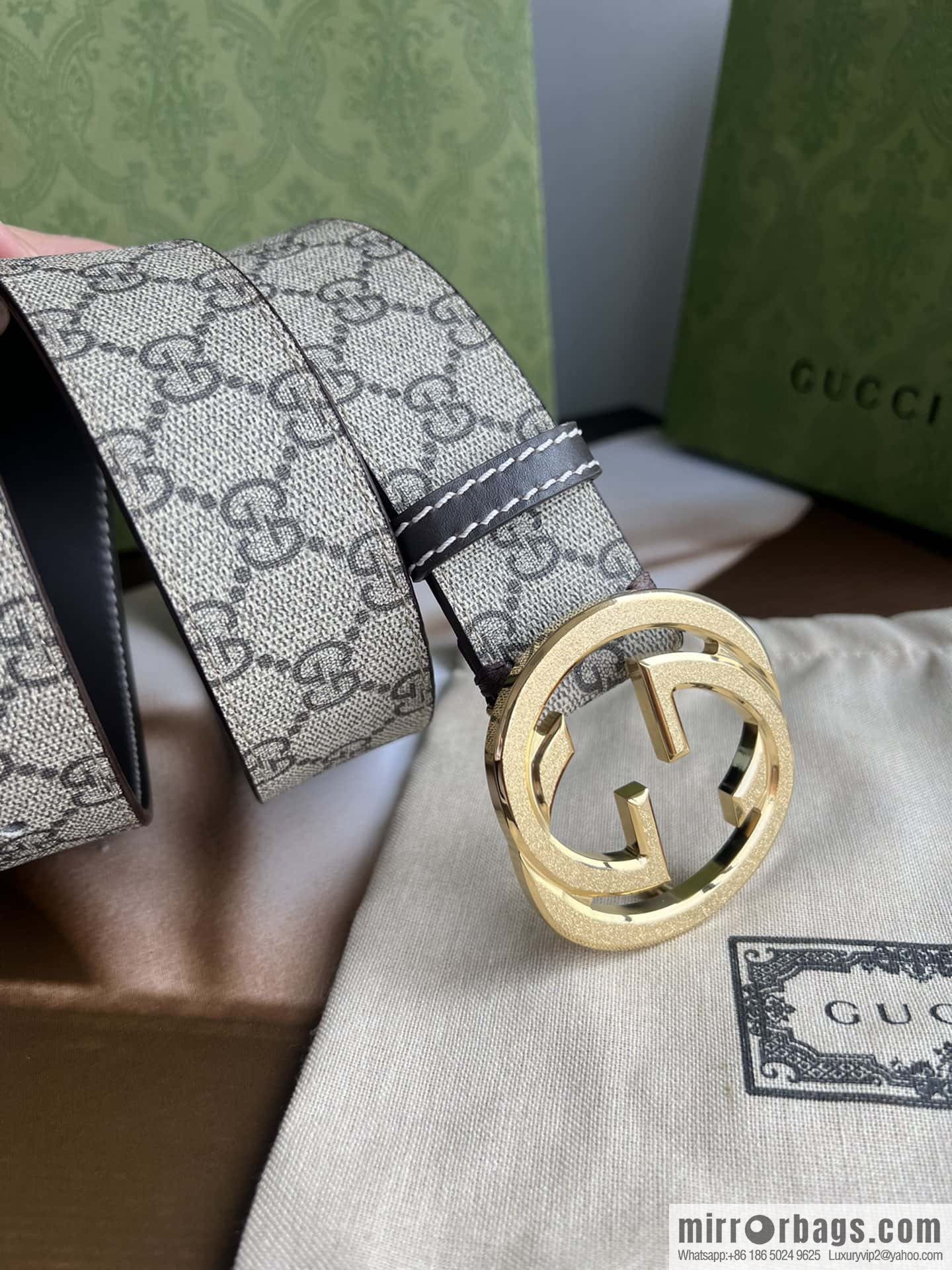 GUCCI Gucci, exquisite rolling sand craft double G buckle classic men's 3.8cm belt