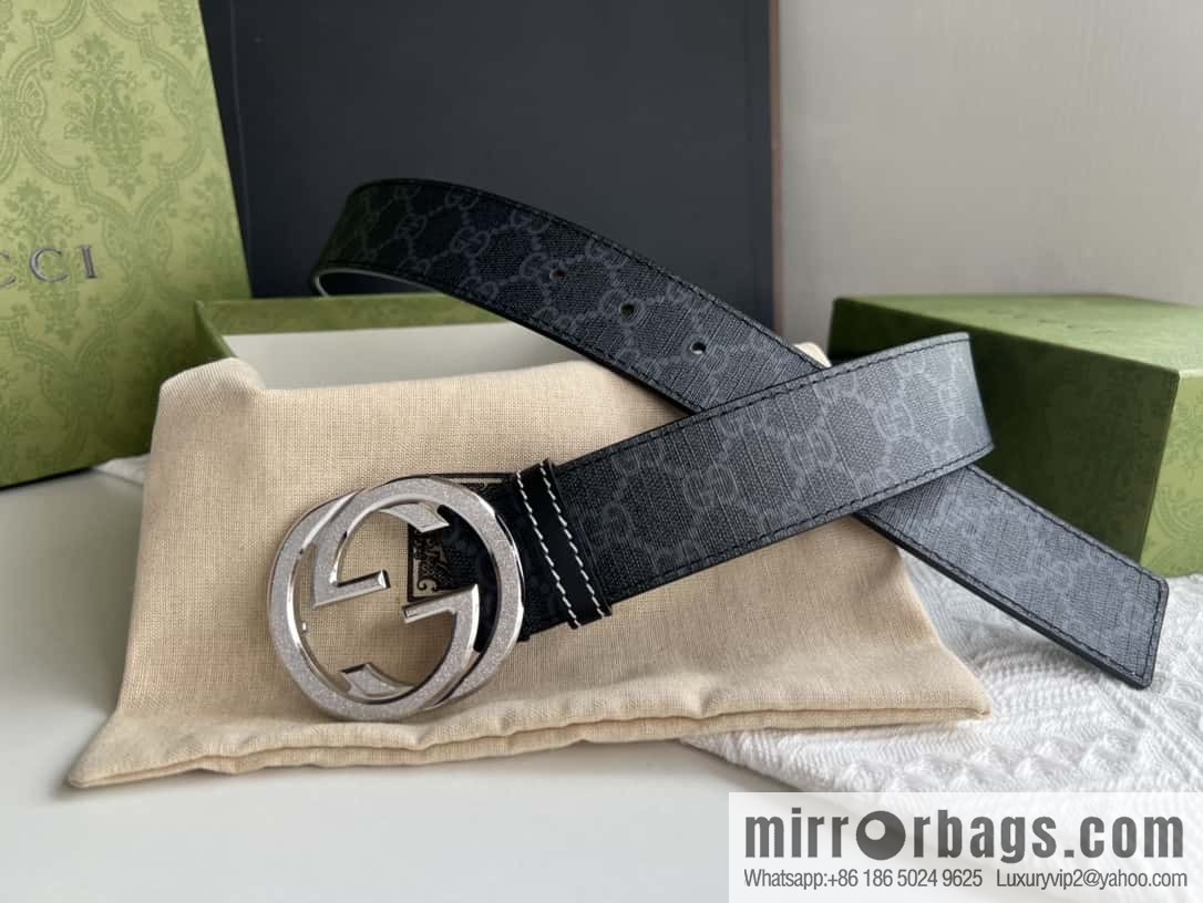 GUCCI Gucci, exquisite rolling sand craft double G buckle classic men's 3.8cm belt