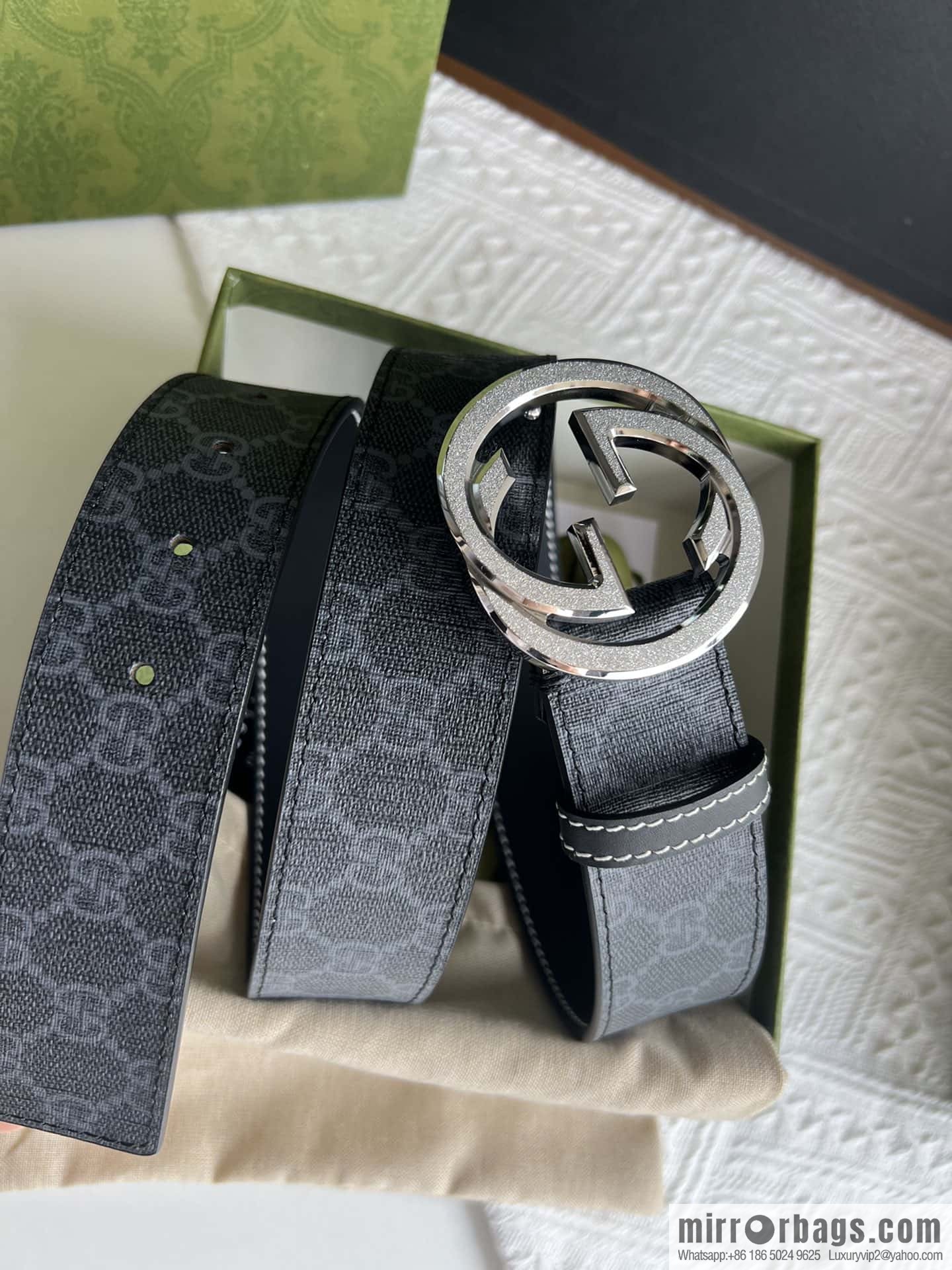 GUCCI Gucci, exquisite rolling sand craft double G buckle classic men's 3.8cm belt