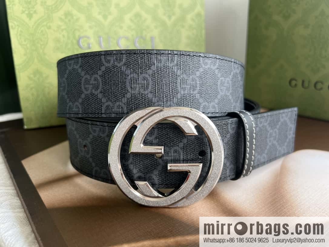 GUCCI Gucci, exquisite rolling sand craft double G buckle classic men's 3.8cm belt