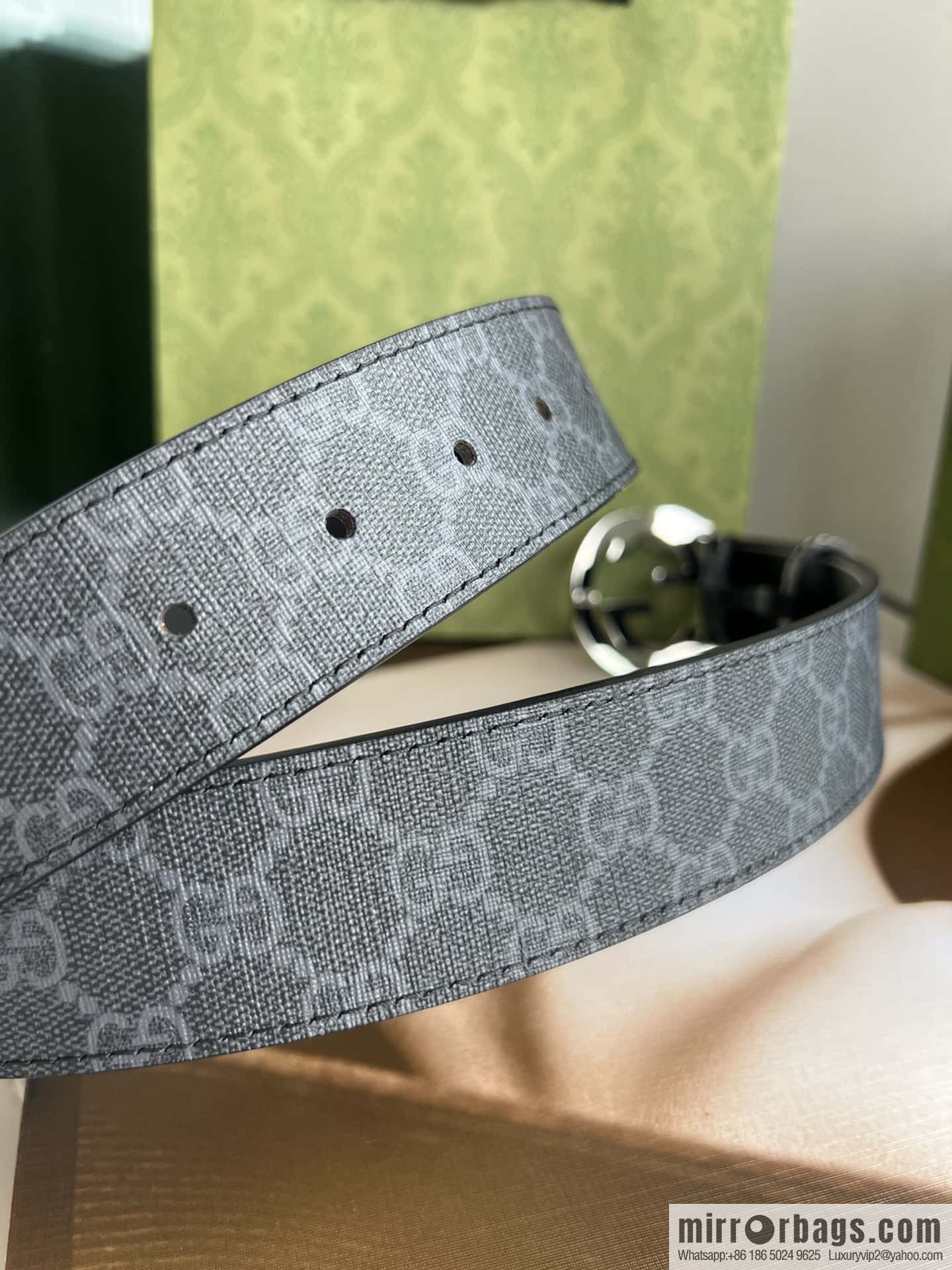 GUCCI Gucci, exquisite rolling sand craft double G buckle classic men's 3.8cm belt