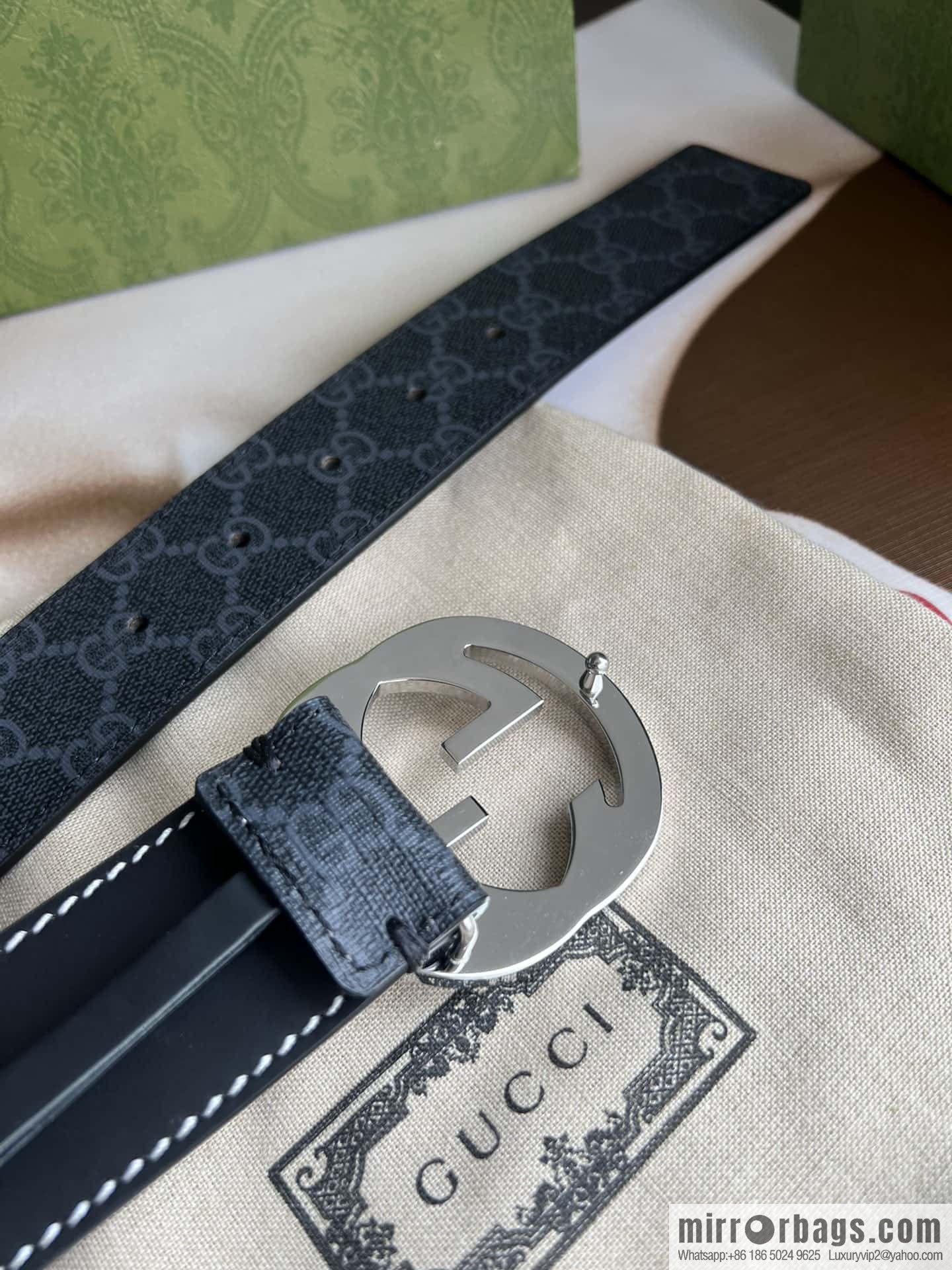 GUCCI Gucci, exquisite rolling sand craft double G buckle classic men's 3.8cm belt