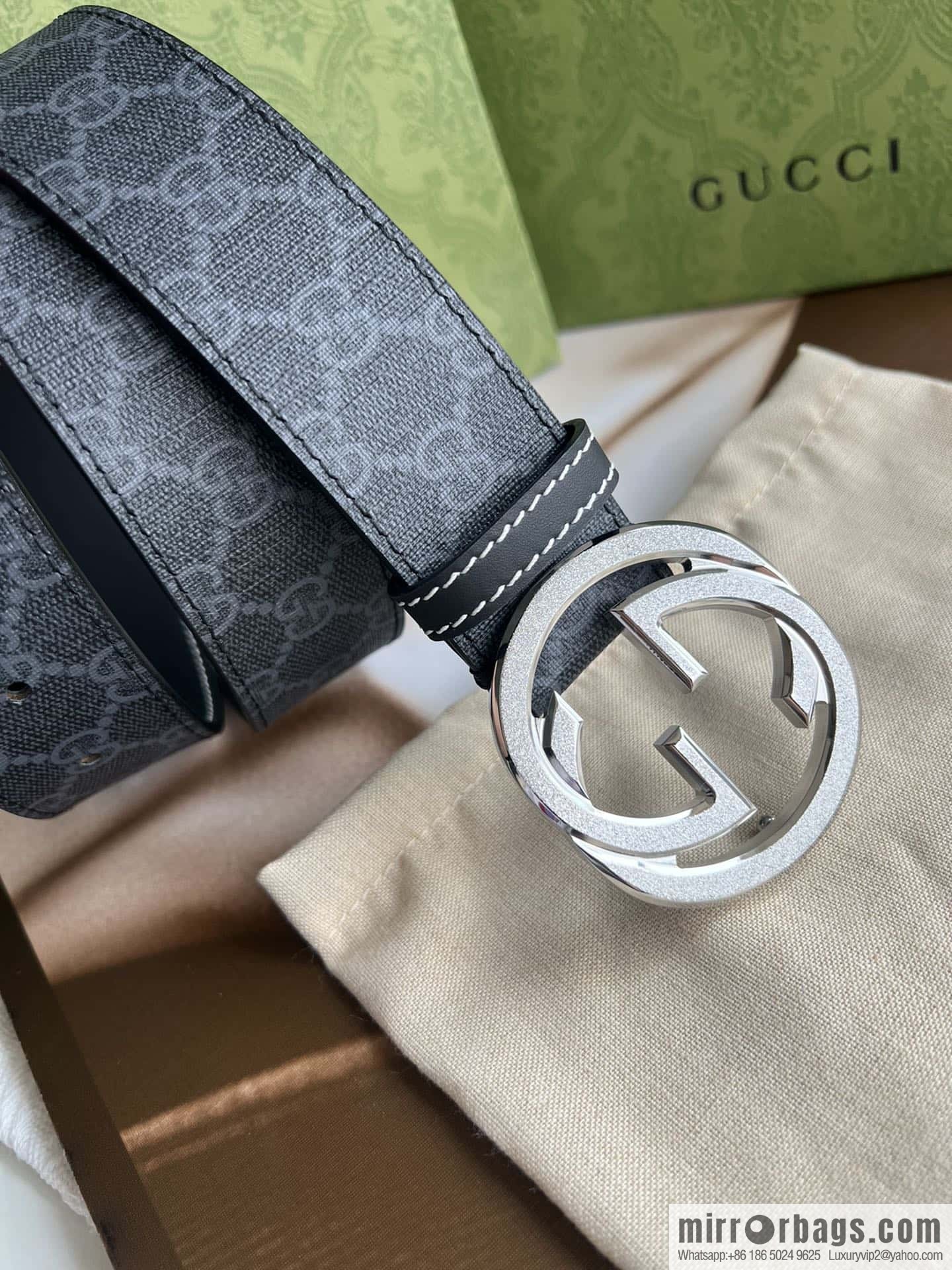 GUCCI Gucci, exquisite rolling sand craft double G buckle classic men's 3.8cm belt