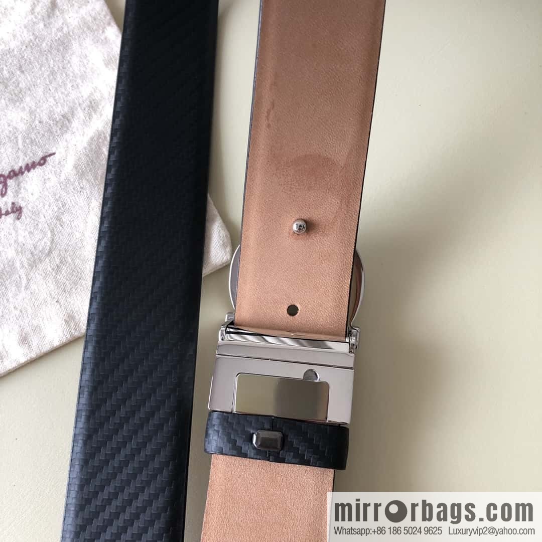 Ferragamo Ferragamo 3.5cm Ferragamo Semicircle Rotary Metal Clamp, Cowhide Belt