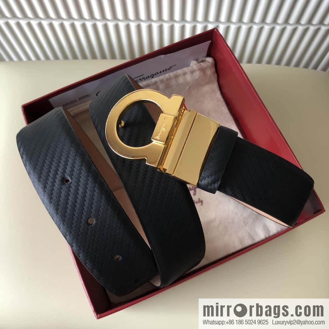 Ferragamo Ferragamo 3.5cm Ferragamo Semicircle Rotary Metal Clamp, Cowhide Belt