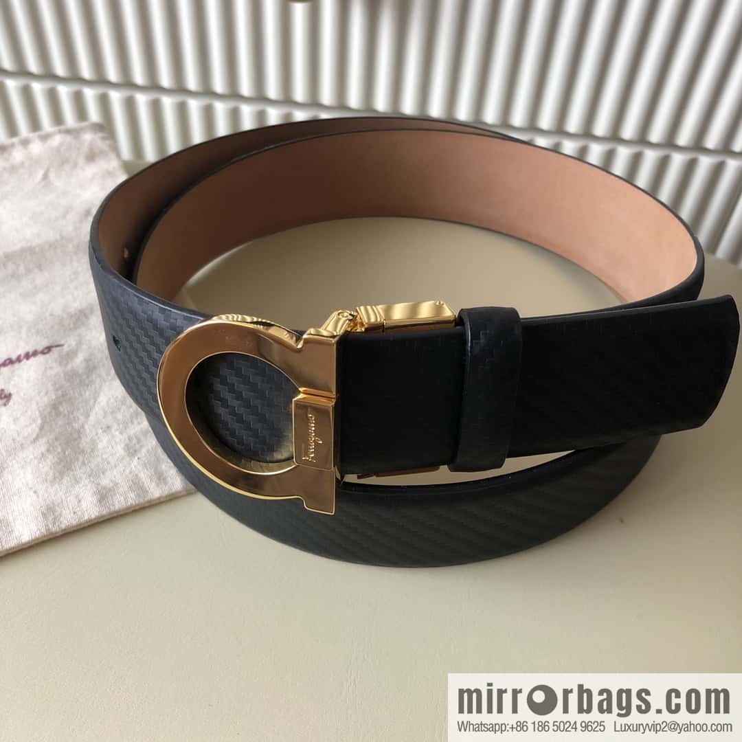 Ferragamo Ferragamo 3.5cm Ferragamo Semicircle Rotary Metal Clamp, Cowhide Belt
