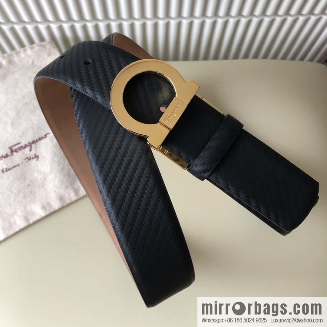 Ferragamo Ferragamo 3.5cm Ferragamo Semicircle Rotary Metal Clamp, Cowhide Belt