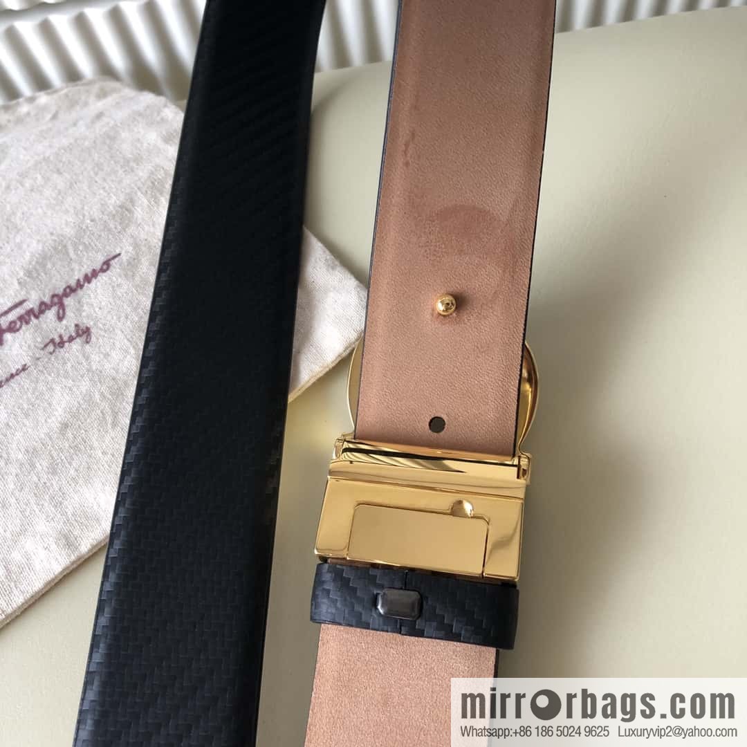 Ferragamo Ferragamo 3.5cm Ferragamo Semicircle Rotary Metal Clamp, Cowhide Belt
