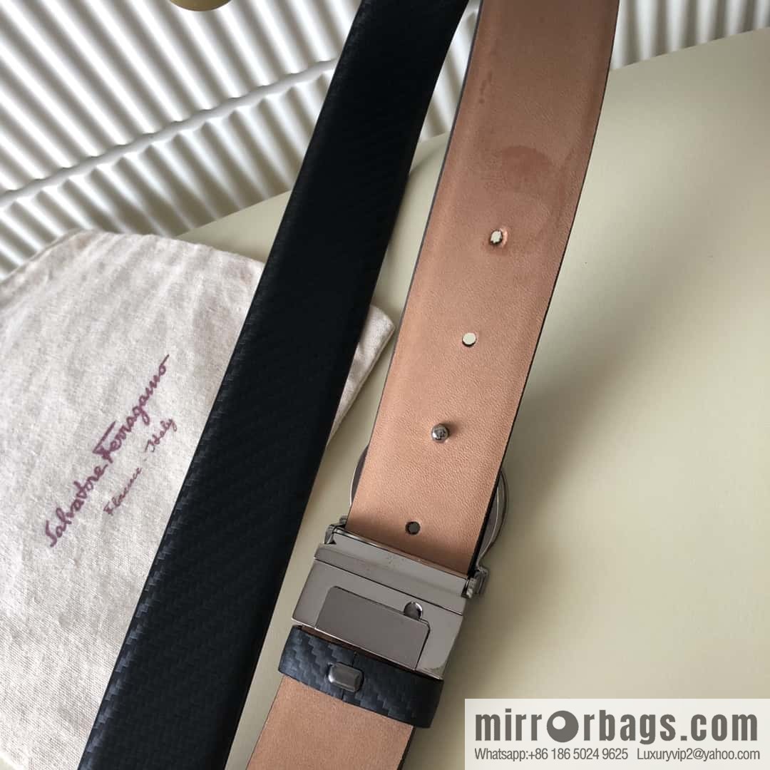 Ferragamo Ferragamo 3.5cm Ferragamo Semicircle Rotary Metal Clamp, Cowhide Belt