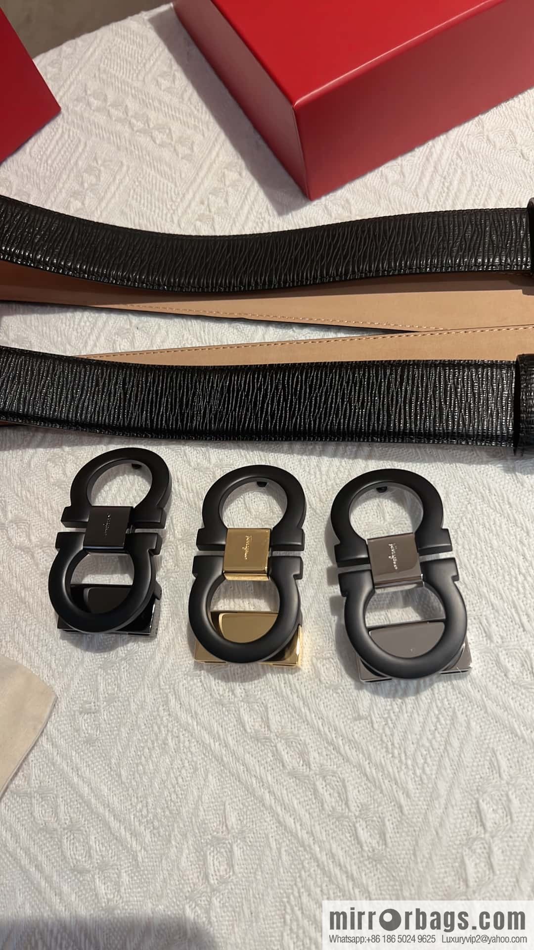 Salvatore Ferragamo, metal buckle matte men's belt 3,5cm