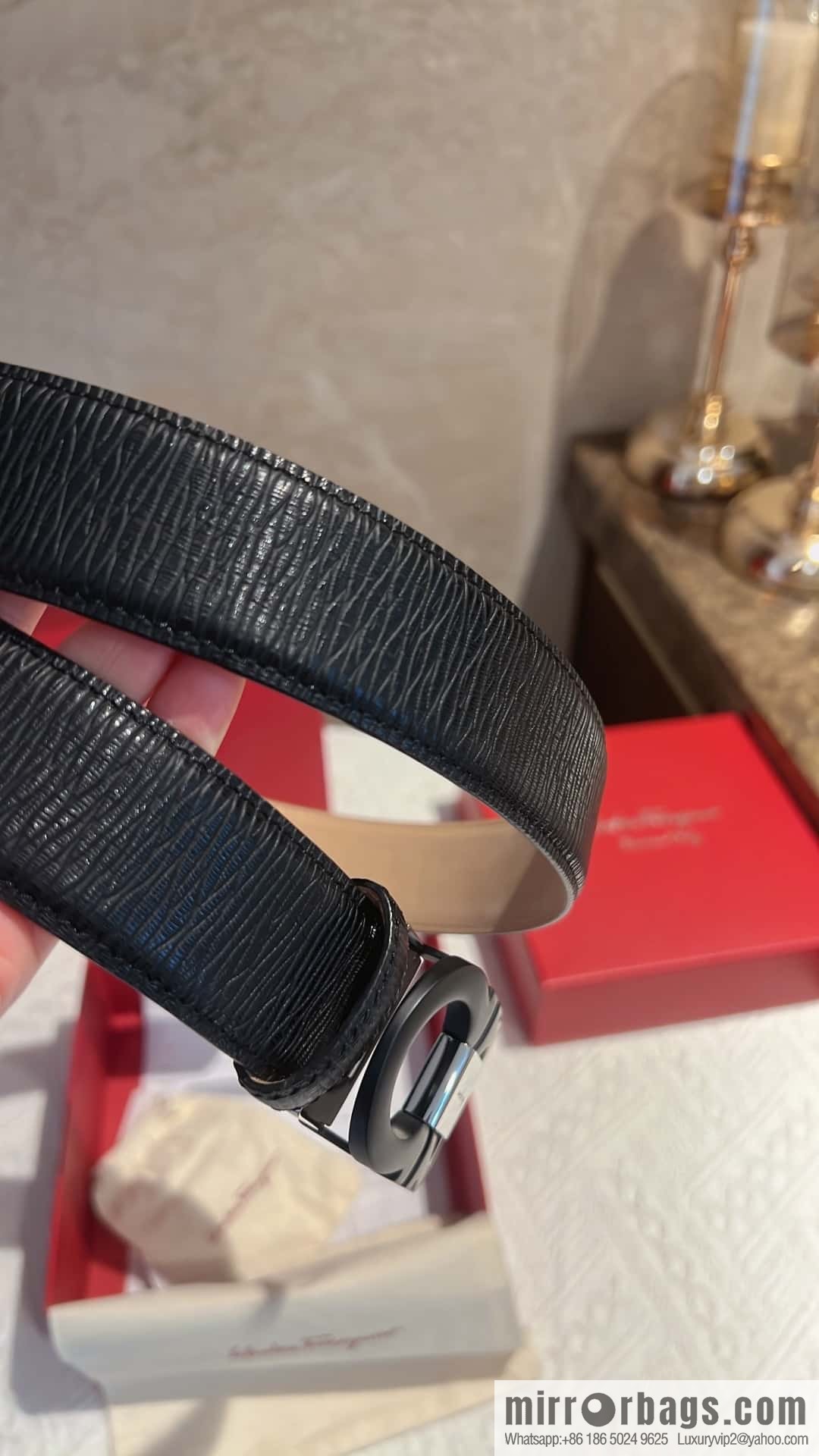 Salvatore Ferragamo, metal buckle matte men's belt 3,5cm