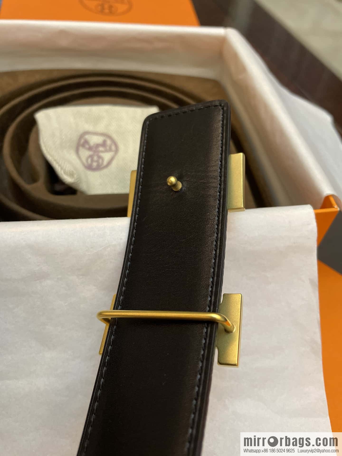 Hermes Hermes, classic H brushed palladium buckle, imported togo leather 38mm belt