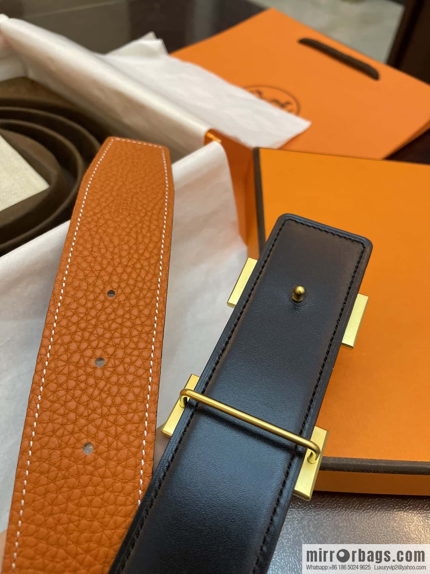 Hermes Hermes, classic H brushed palladium buckle, imported togo leather 38mm belt