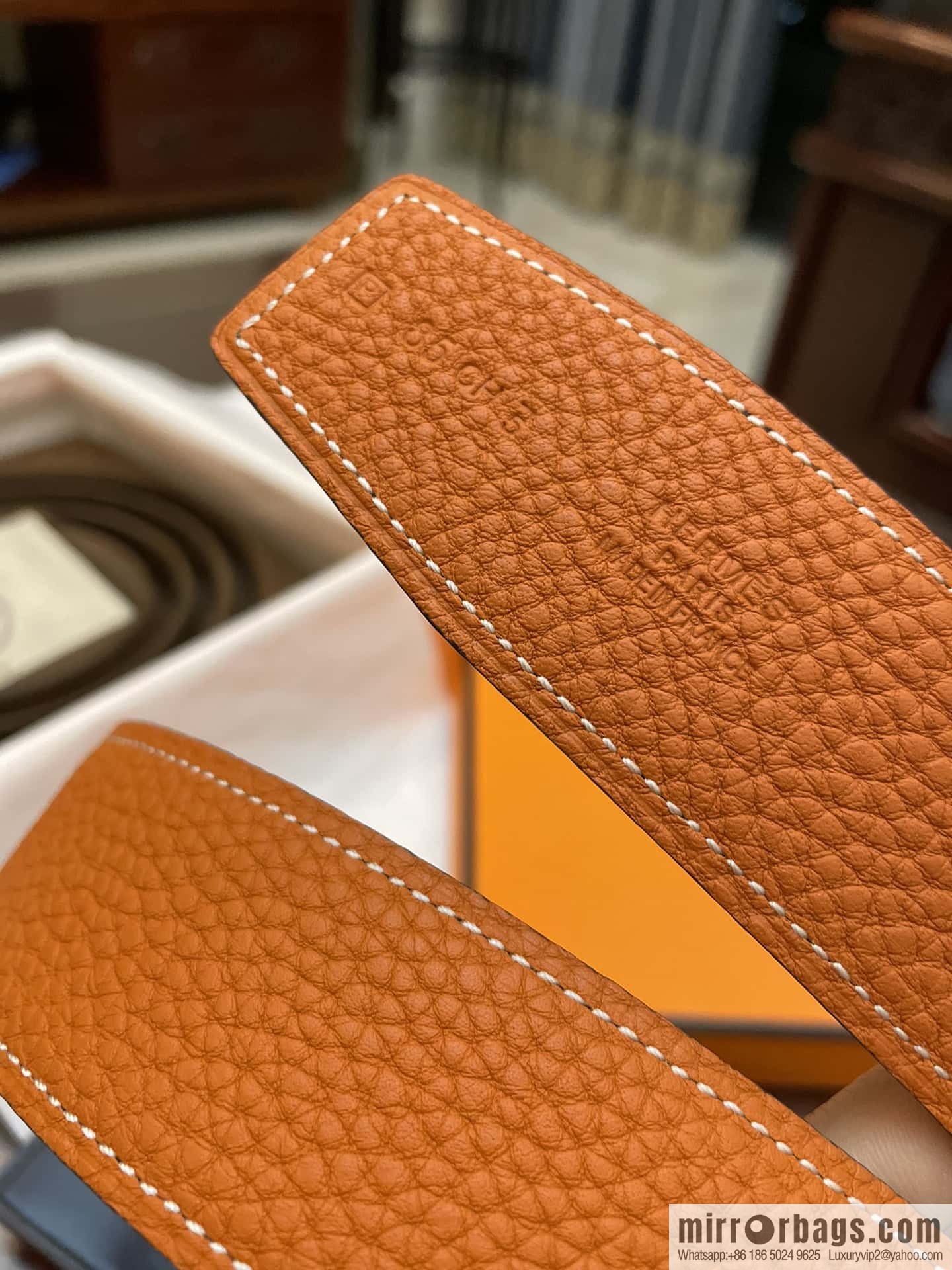 Hermes Hermes, classic H brushed palladium buckle, imported togo leather 38mm belt