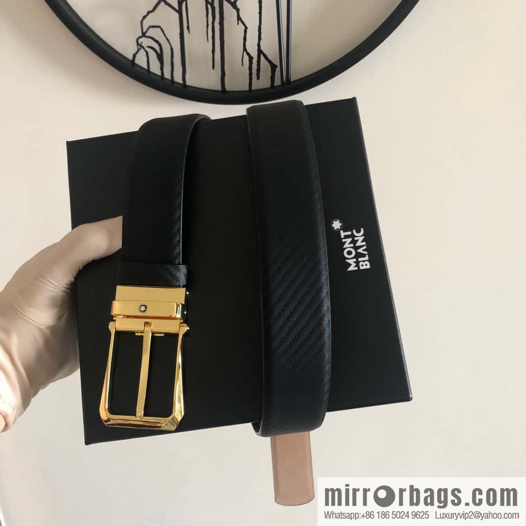 MONTBLANC Montblanc 3.5cm delicate needle metal buckle, first layer cowhide belt