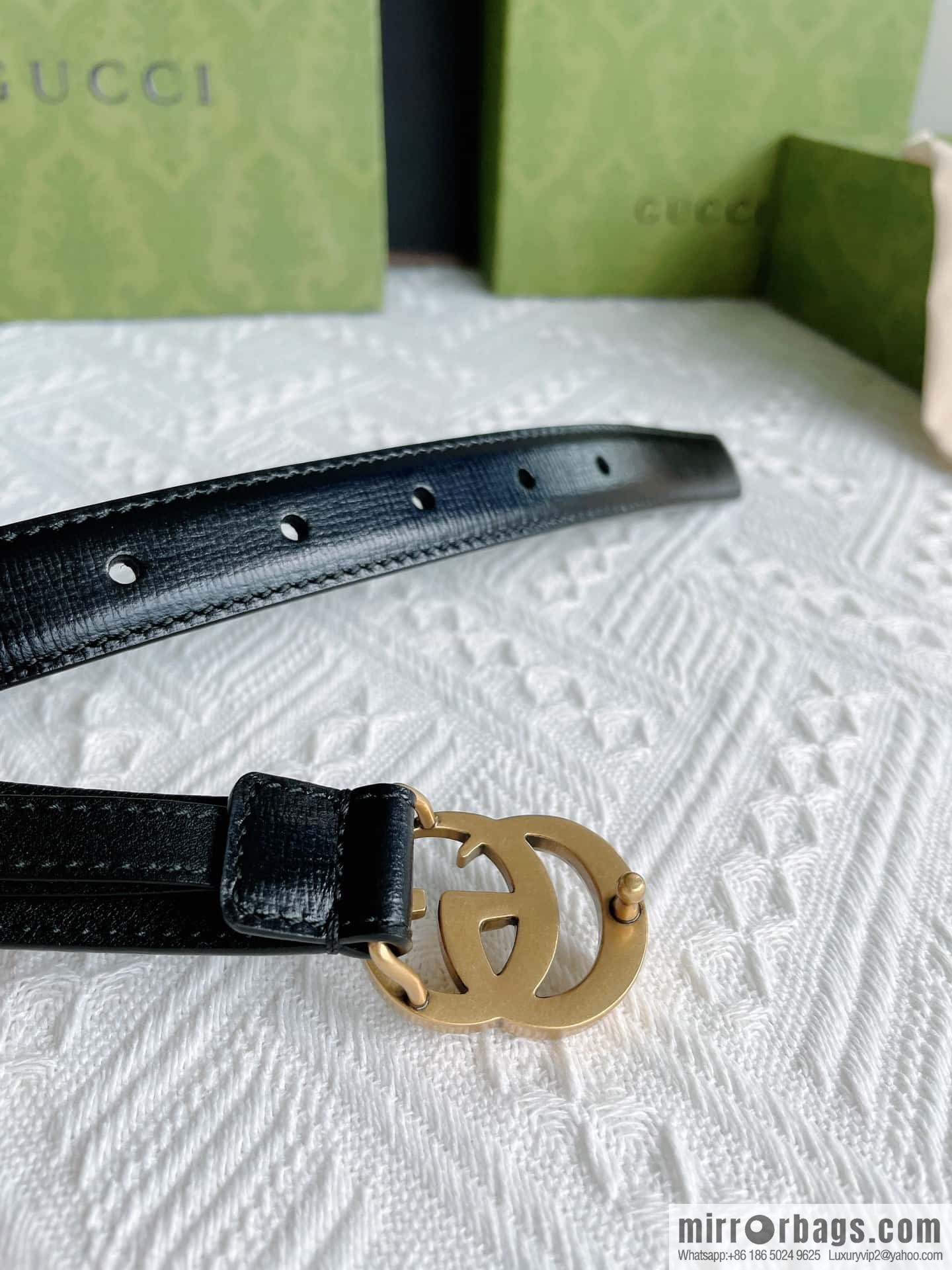 GUCCI imported cowhide texture, classic logo metal buckle belt