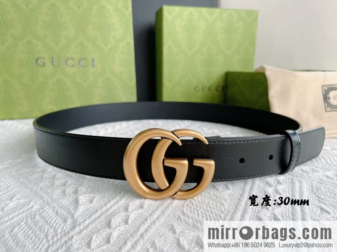 GUCCI imported cowhide texture, classic logo metal buckle belt